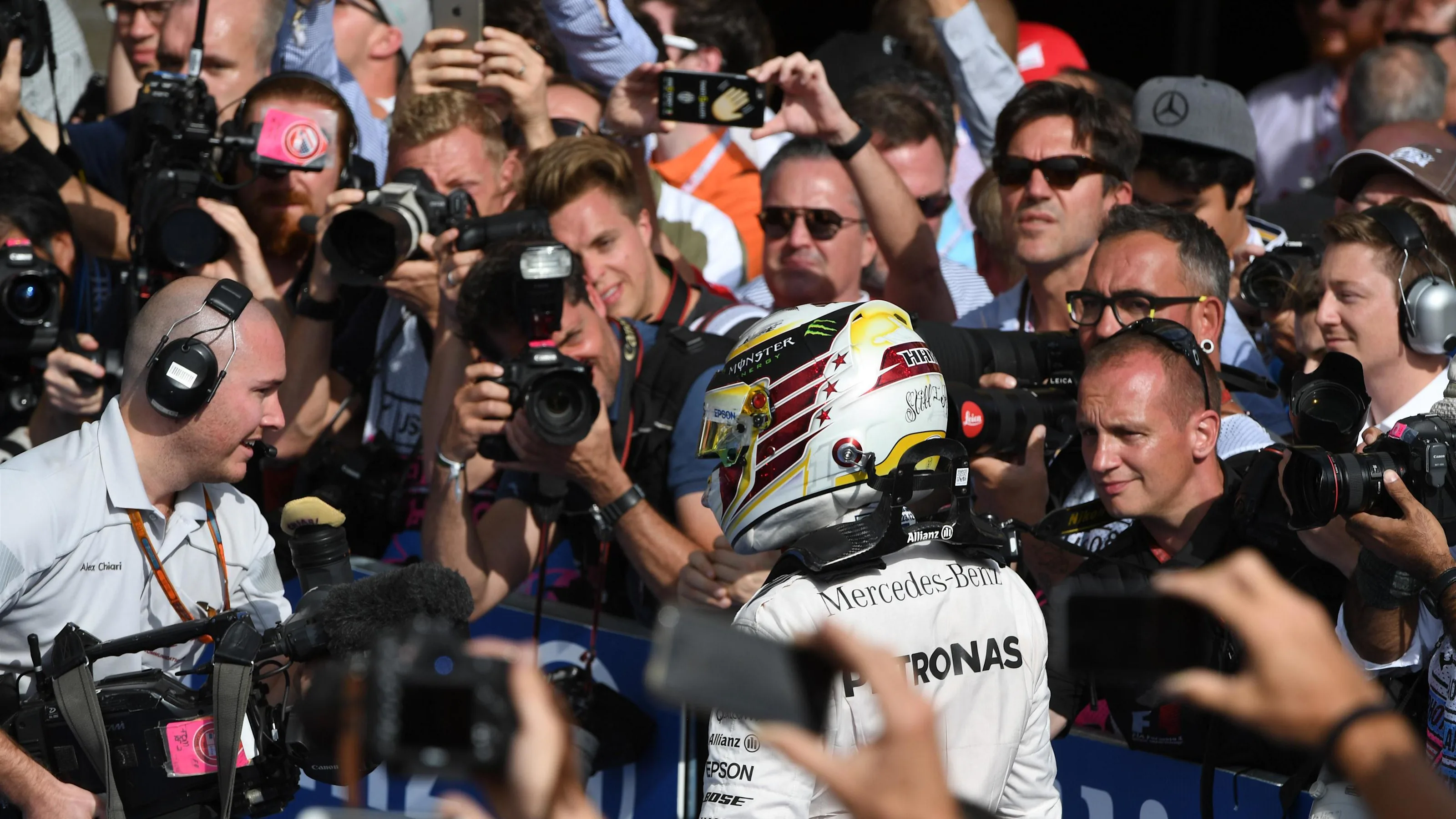 Race winner Lewis Hamilton (GBR) Mercedes AMG F1 celebrates in parc ferme at Formula One World