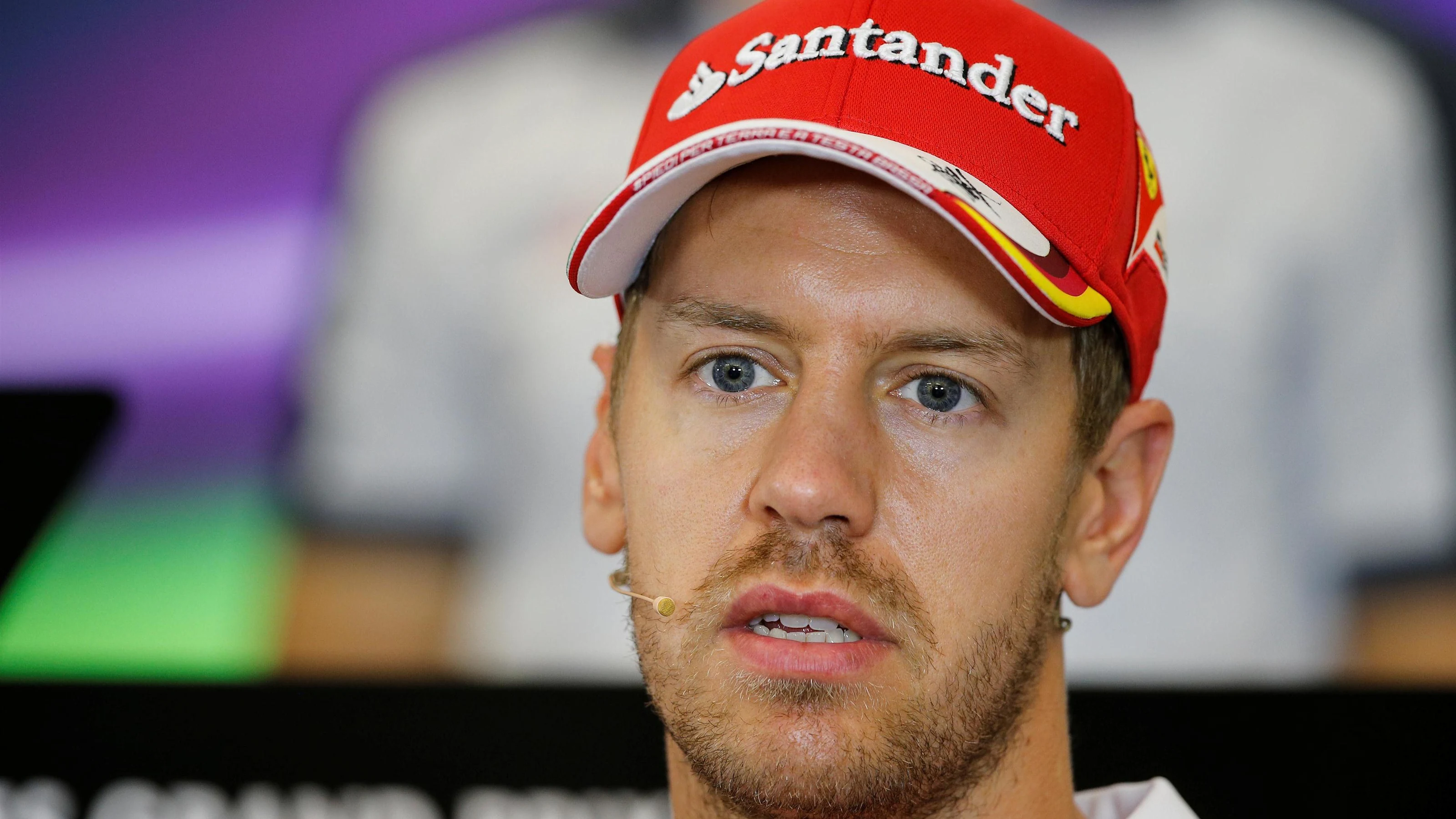 Sebastian Vettel (GER) Ferrari in the Press Conference at Formula One World Championship, Rd18,