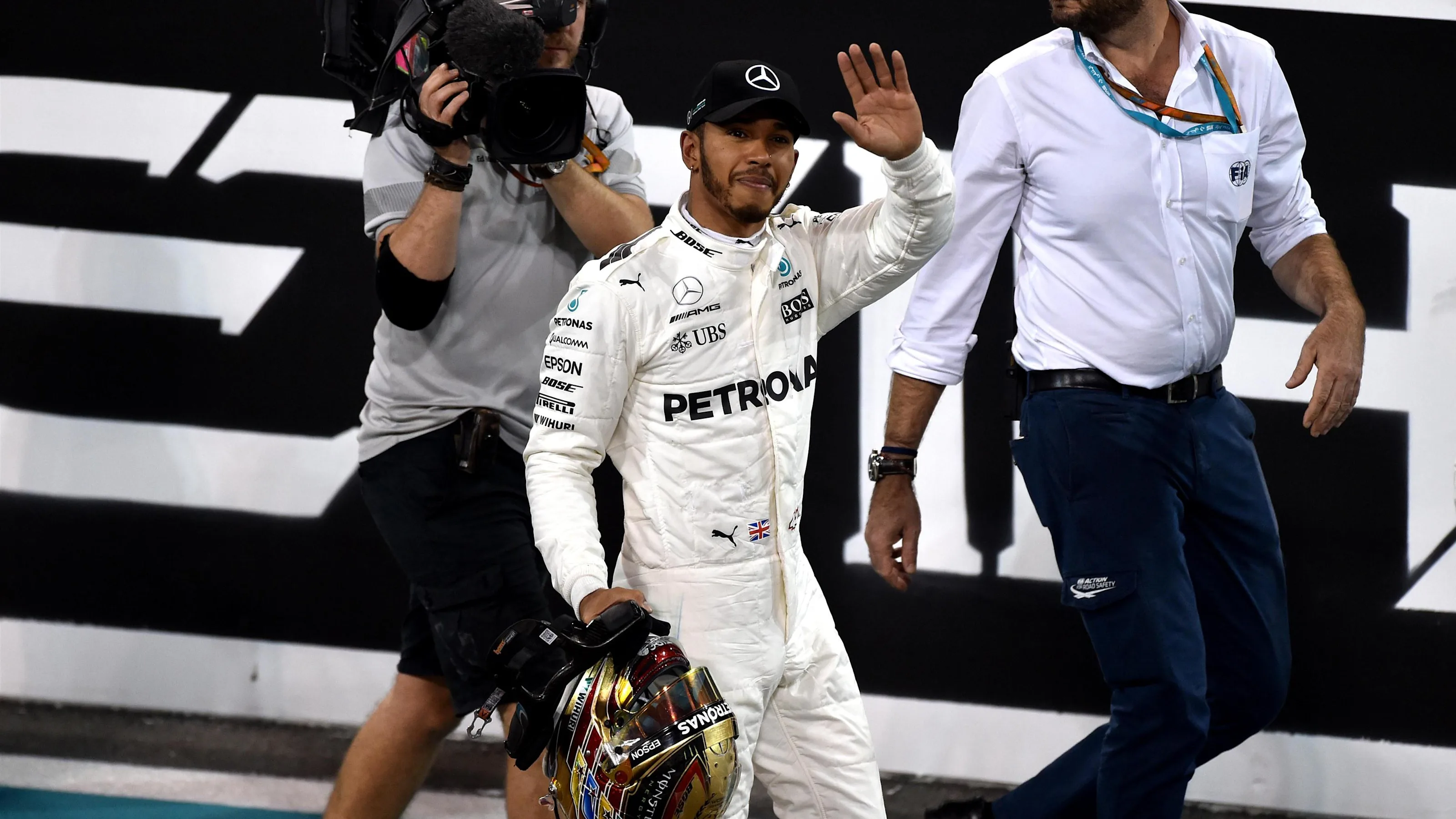 Lewis Hamilton (GBR) Mercedes AMG F1 celebrates in parc ferme at Formula One World Championship,