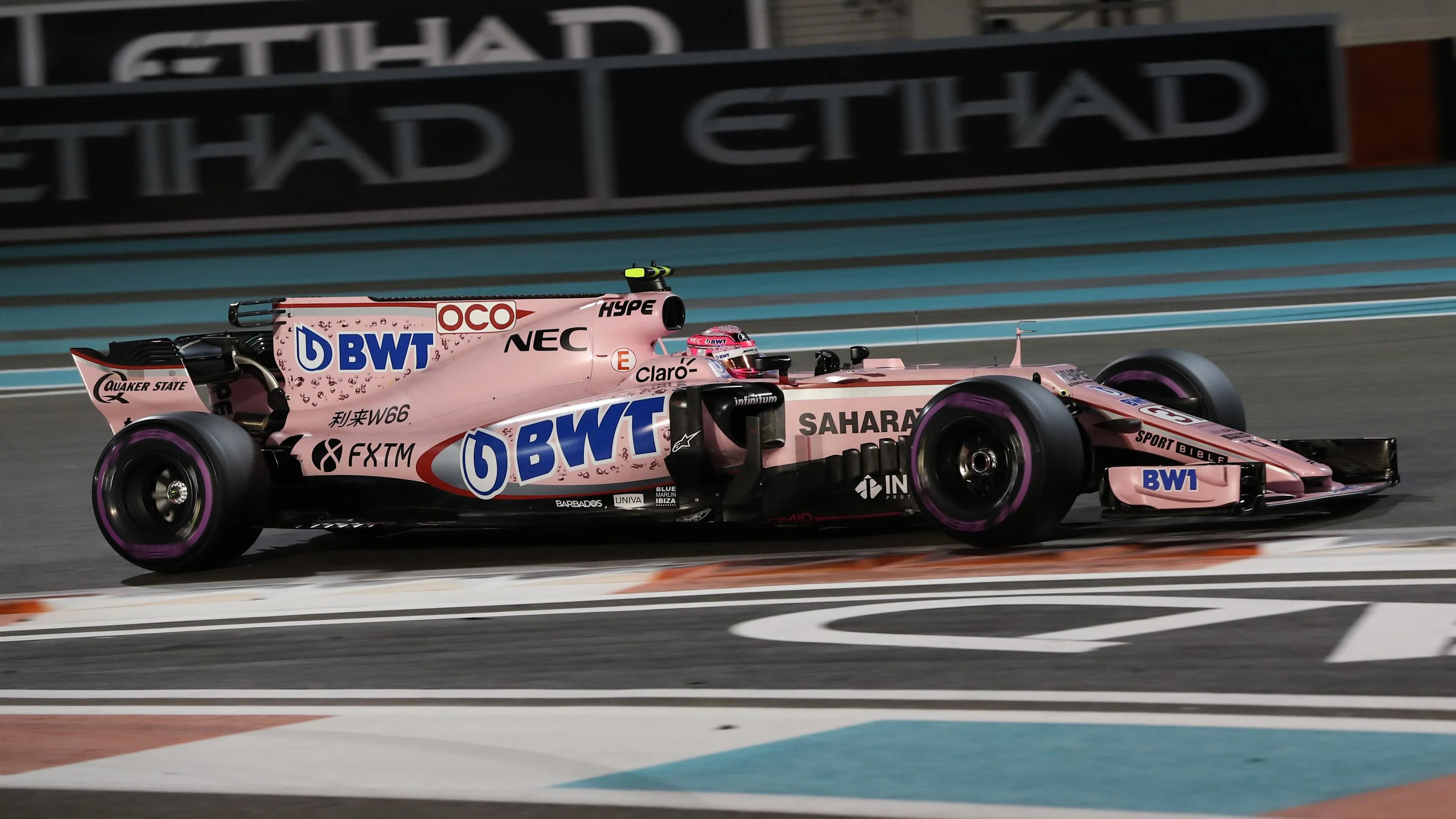 Esteban Ocon (FRA) Force India VJM10 at Formula One World Championship, Rd20, Abu Dhabi Grand Prix,