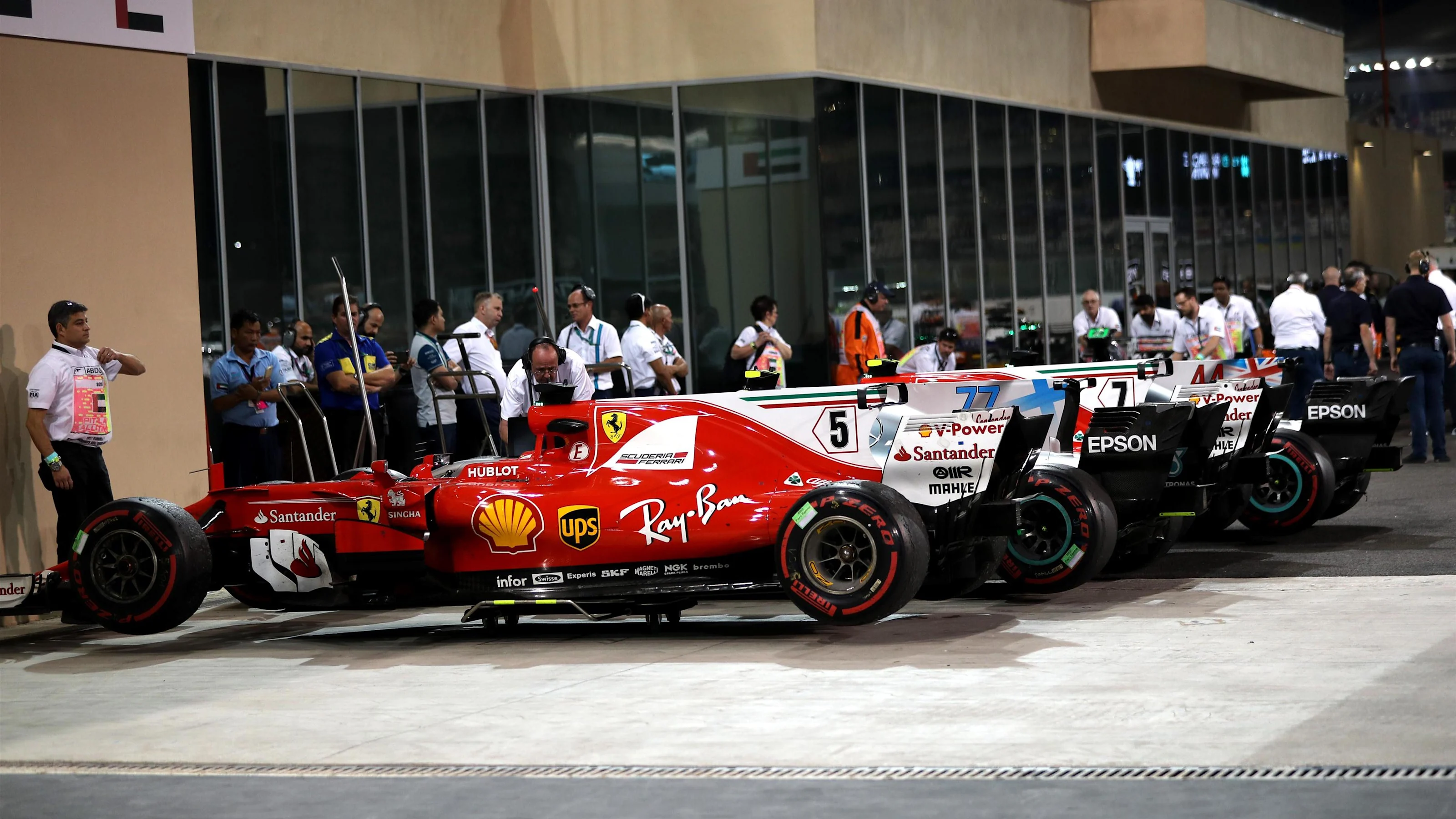 Cars in parc ferme at Formula One World Championship, Rd20, Abu Dhabi Grand Prix, Race, Yas Marina