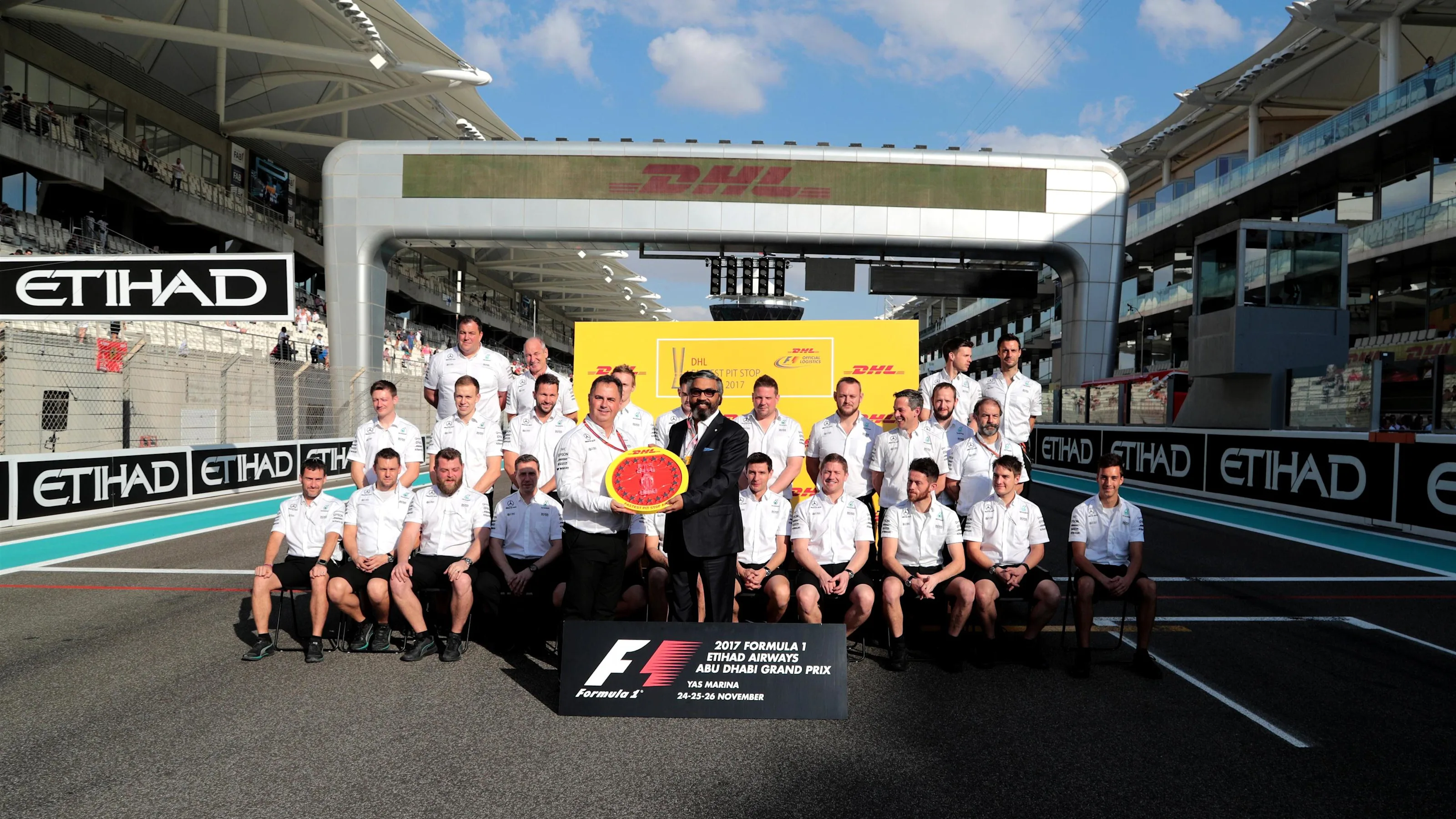 Mercedes AMG F1 are presented with the DHL Fastest Pit Stop Award at Formula One World