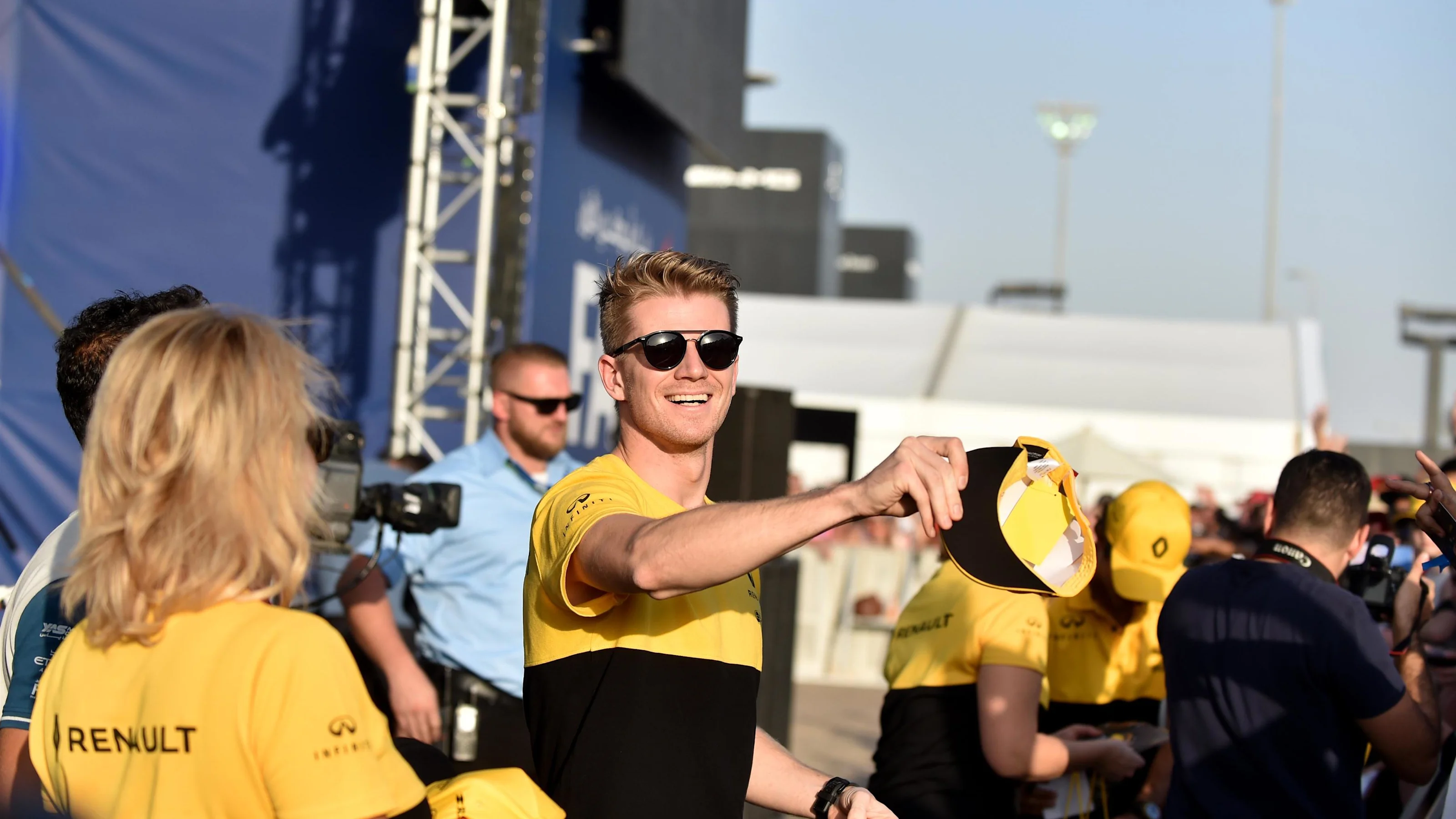 Nico Hulkenberg (GER) Renault Sport F1 Team at the drivers autograph session at Formula One World