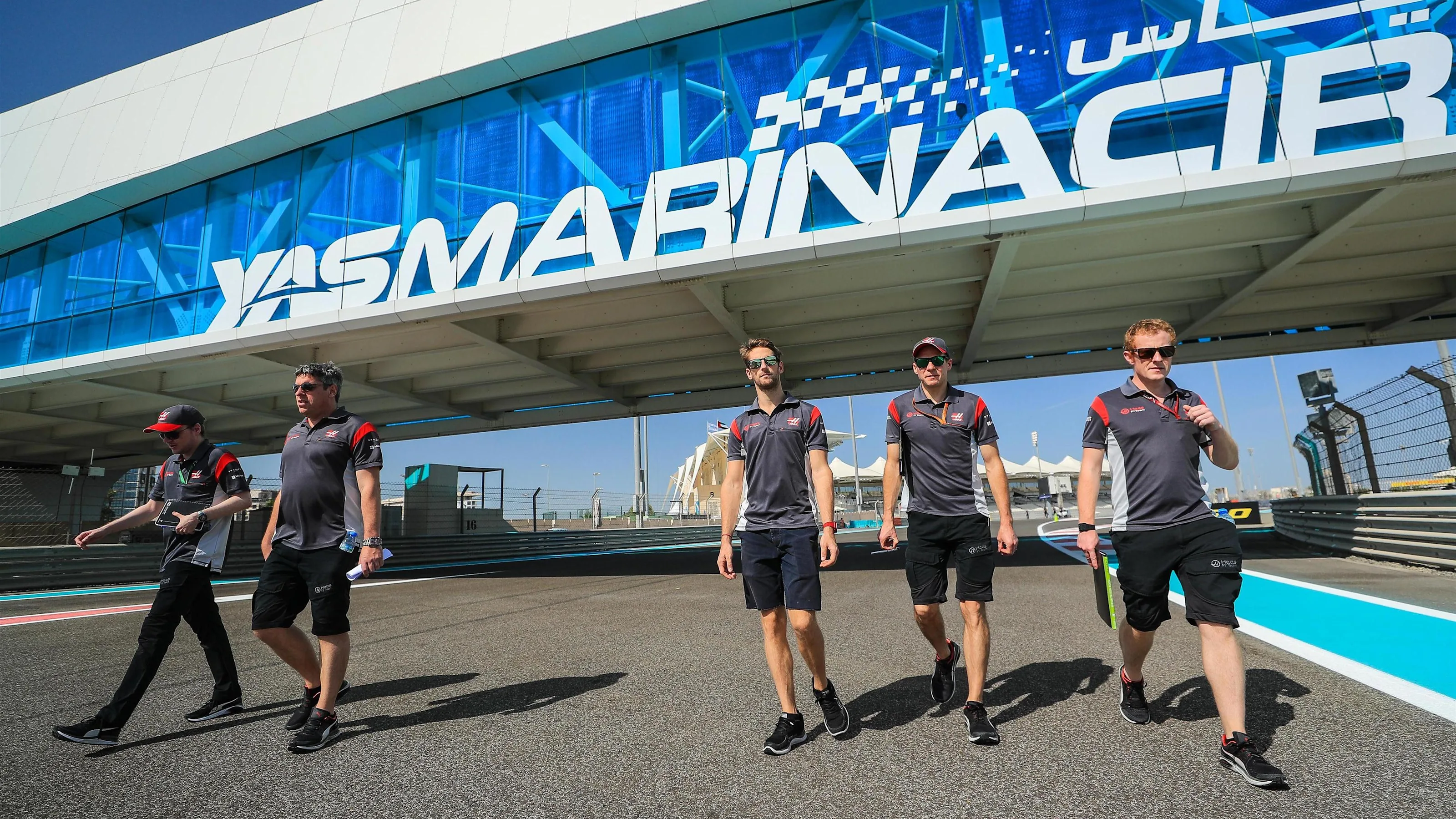 Romain Grosjean (FRA) Haas F1 walks the track at Formula One World Championship, Rd20, Abu Dhabi
