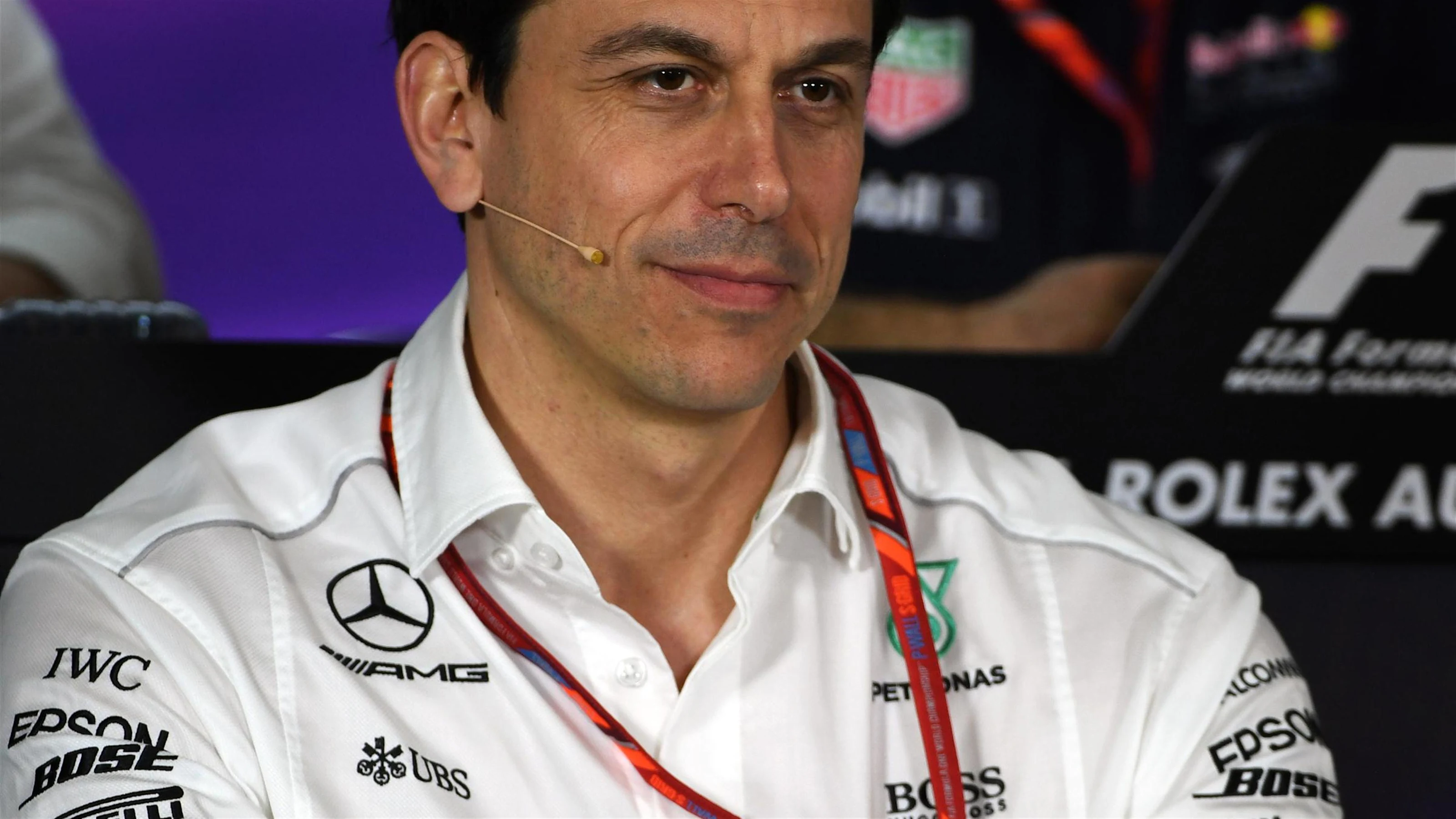 Toto Wolff (AUT) Mercedes AMG F1 Director of Motorsport in the Press Conference at Formula One