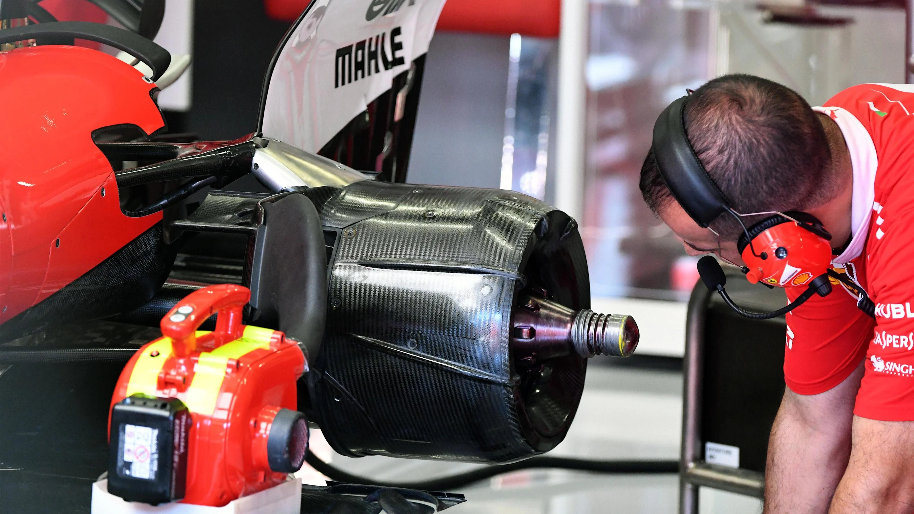 Ferrari SF70-H rear wheel hub at Formula One World Championship, Rd9, Austrian Grand Prix,