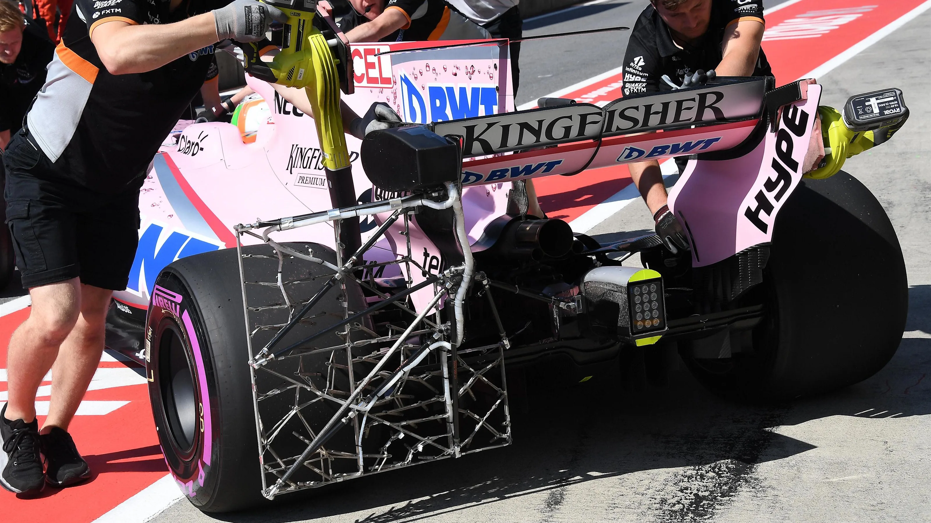 Esteban Ocon (FRA) Force India VJM10 with aero sensor at Formula One World Championship, Rd9,