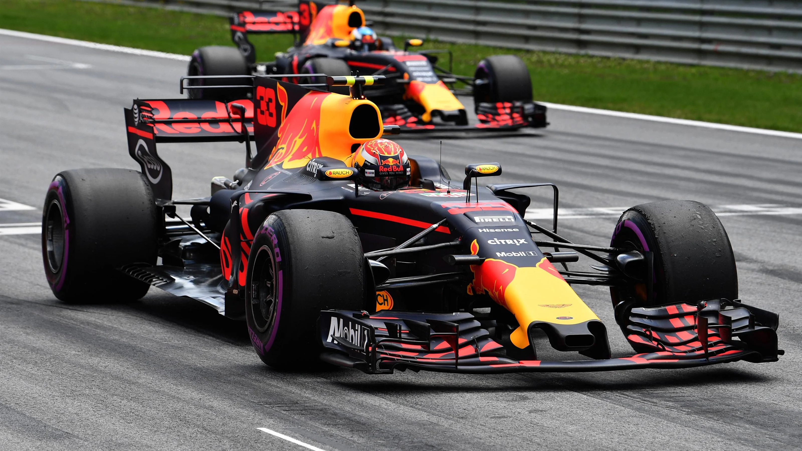 Max Verstappen (NED) Red Bull Racing RB13 practice start at Formula One World Championship, Rd9,