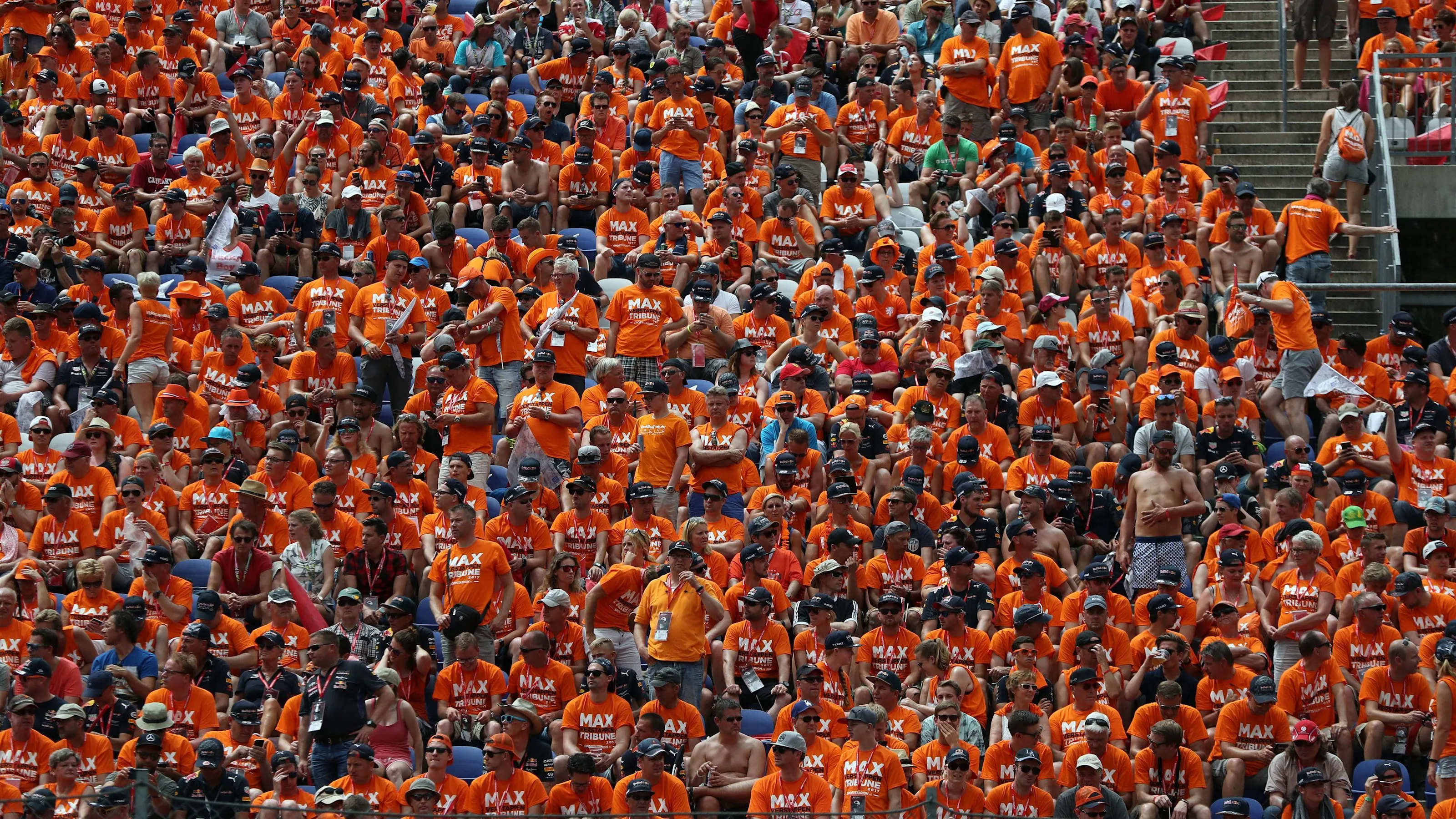 Fans of Max Verstappen (NED) Red Bull Racing and atmosphere in the grandstand at Formula One World