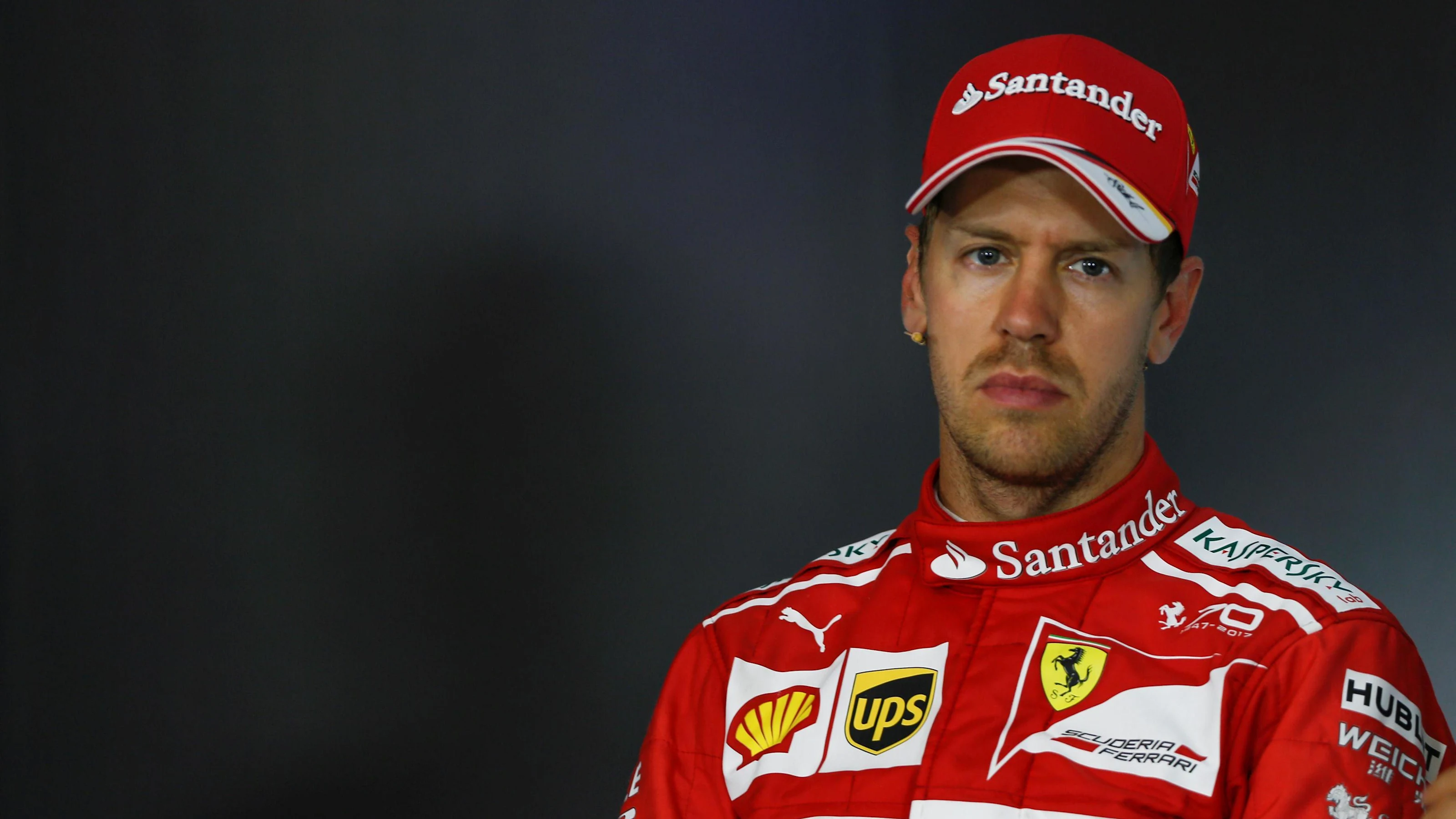 Sebastian Vettel (GER) Ferrari in the Press Conference at Formula One World Championship, Rd9,