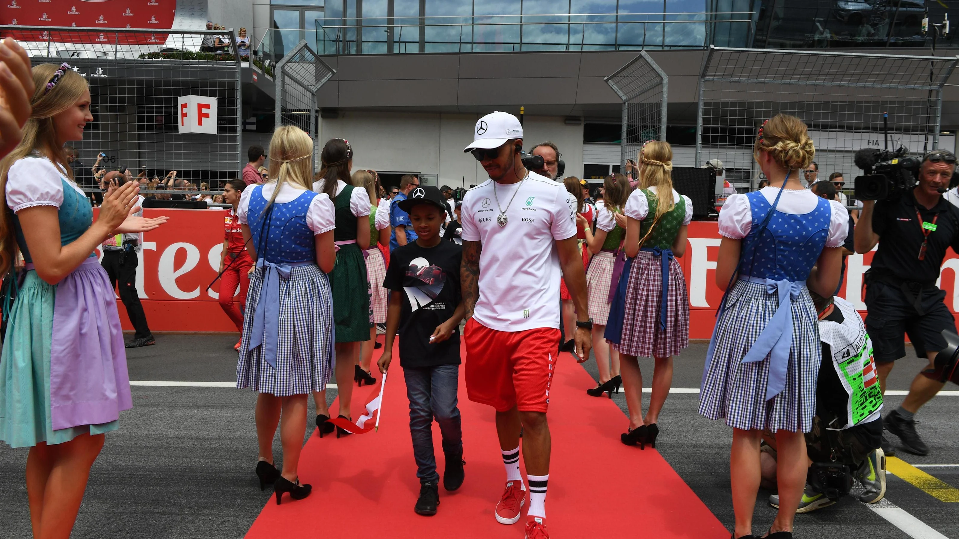 Lewis Hamilton (GBR) Mercedes AMG F1 on the drivers parade at Formula One World Championship, Rd9,
