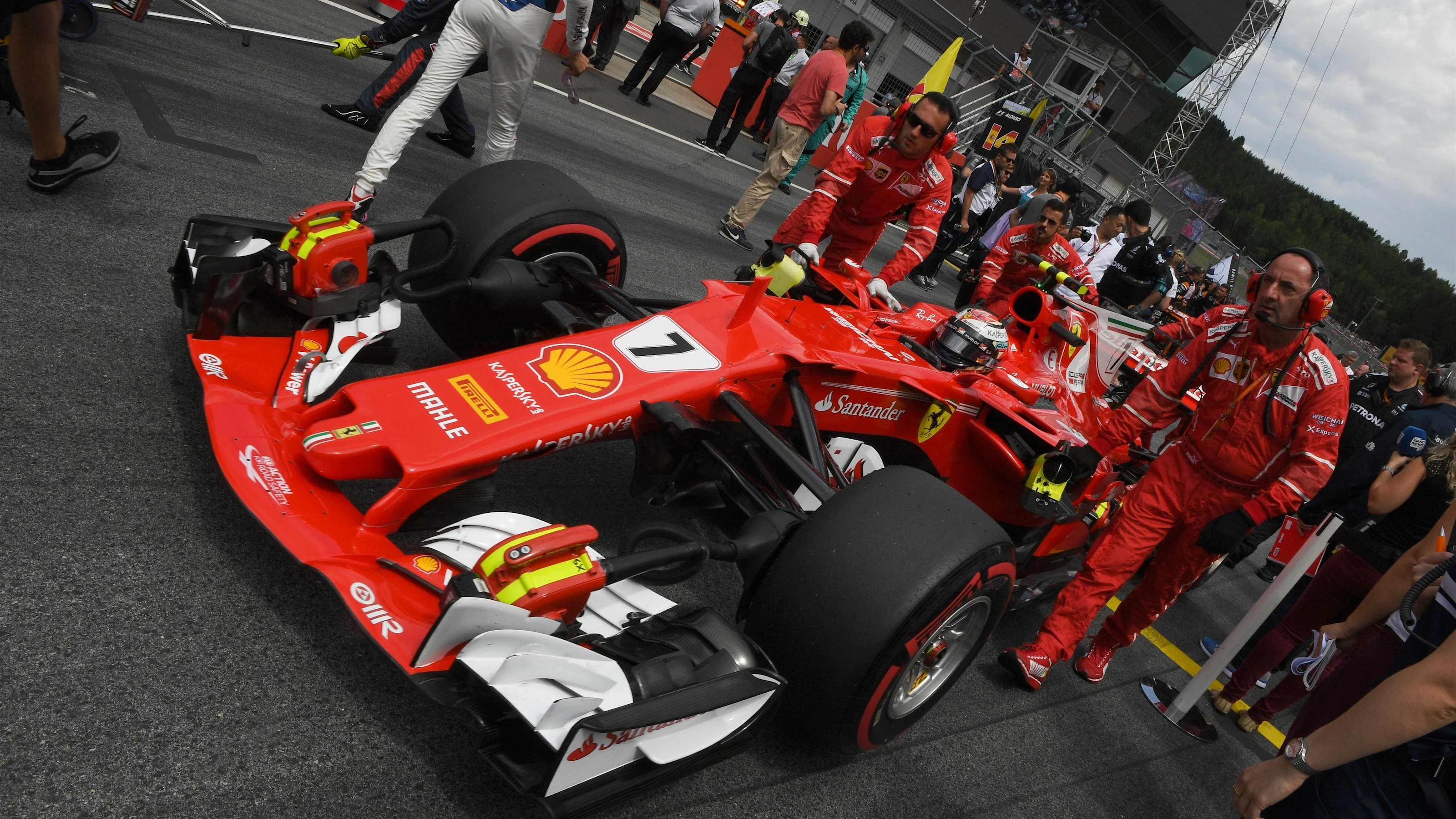Kimi Raikkonen (FIN) Ferrari SF70-H on the grid at Formula One World Championship, Rd9, Austrian