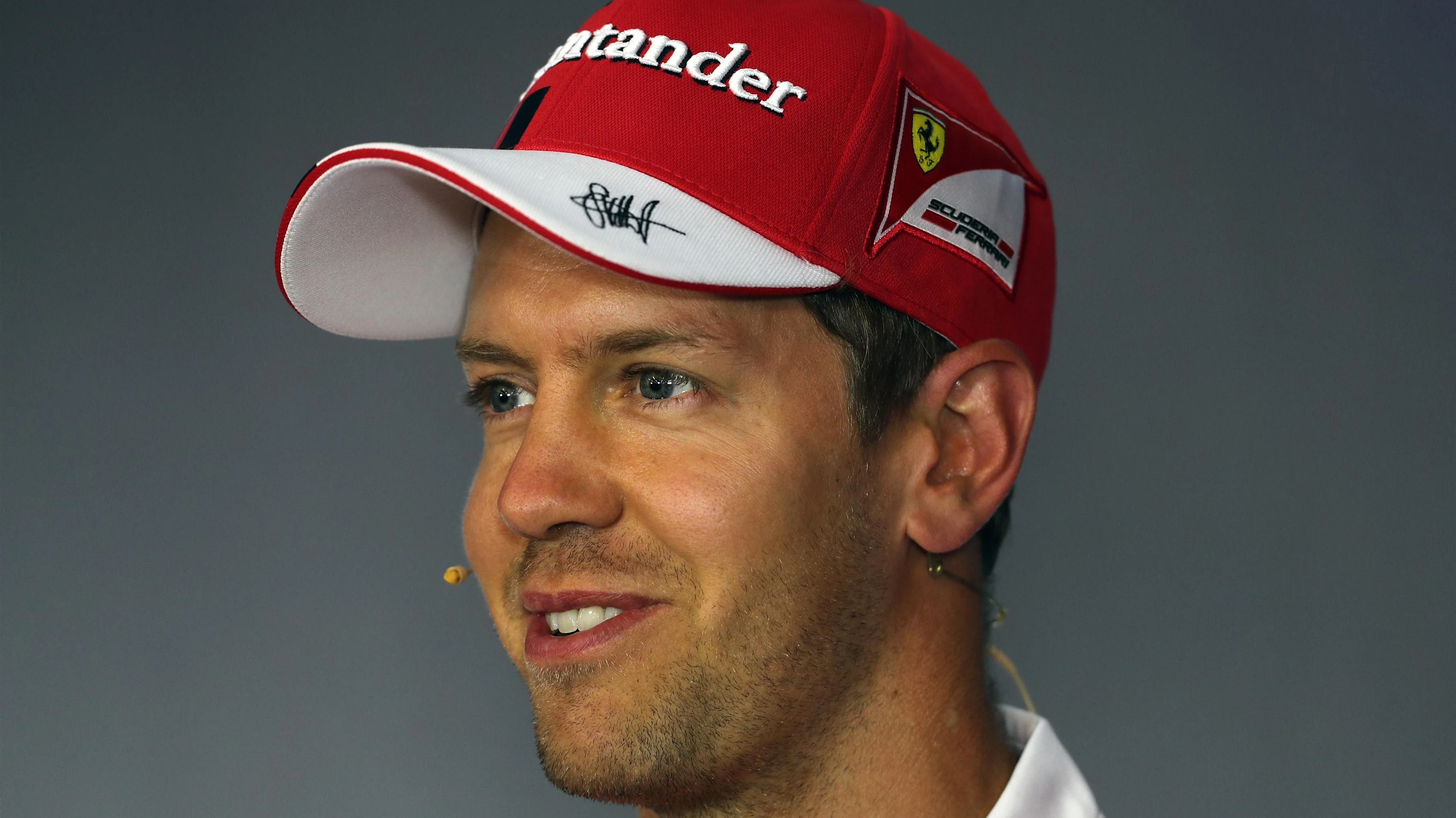 Sebastian Vettel (GER) Ferrari in the Press Conference at Formula One World Championship, Rd9,