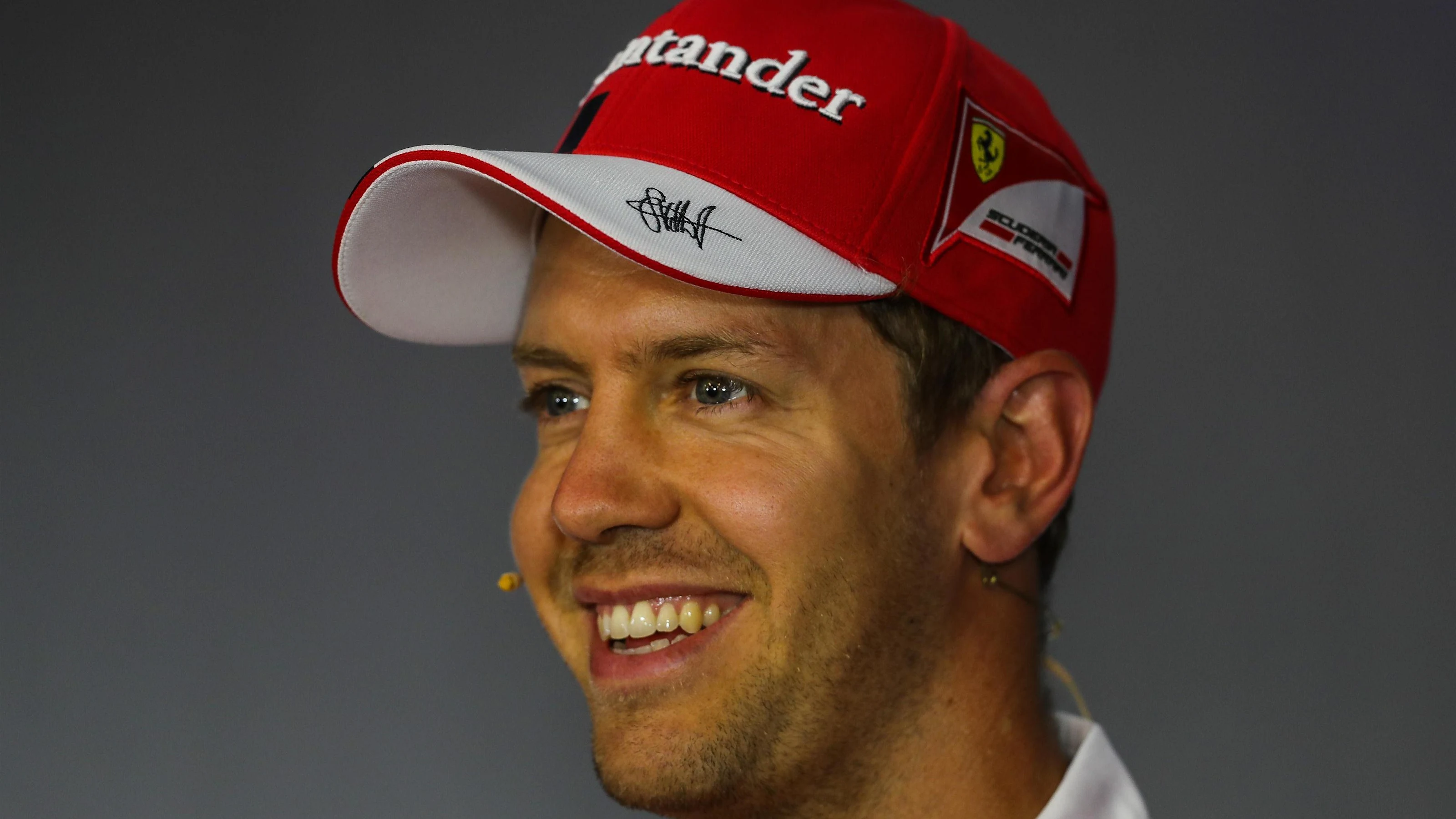 Sebastian Vettel (GER) Ferrari in the Press Conference at Formula One World Championship, Rd9,