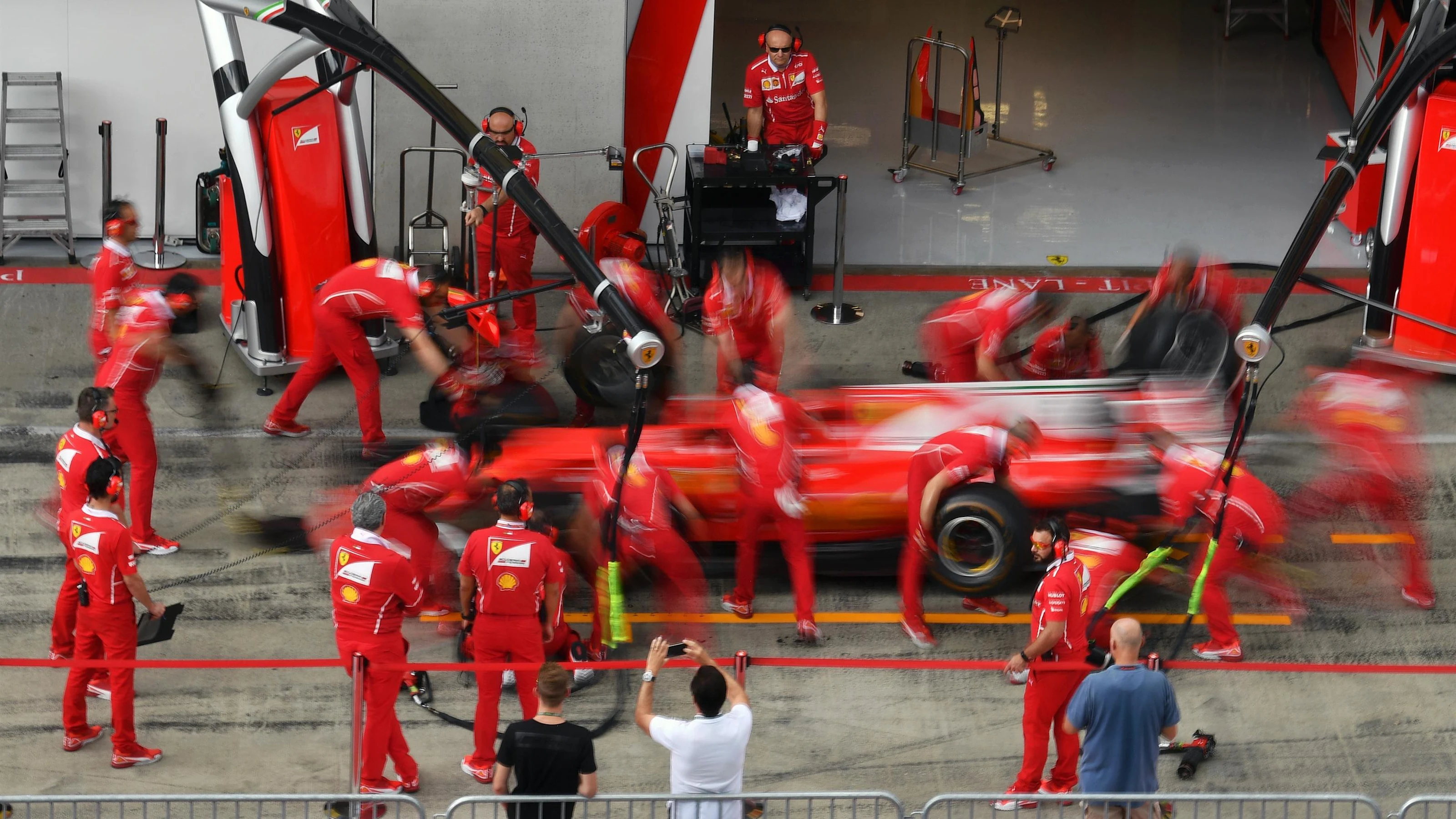 Ferrari practice pit stops at Formula One World Championship, Rd9, Austrian Grand Prix,