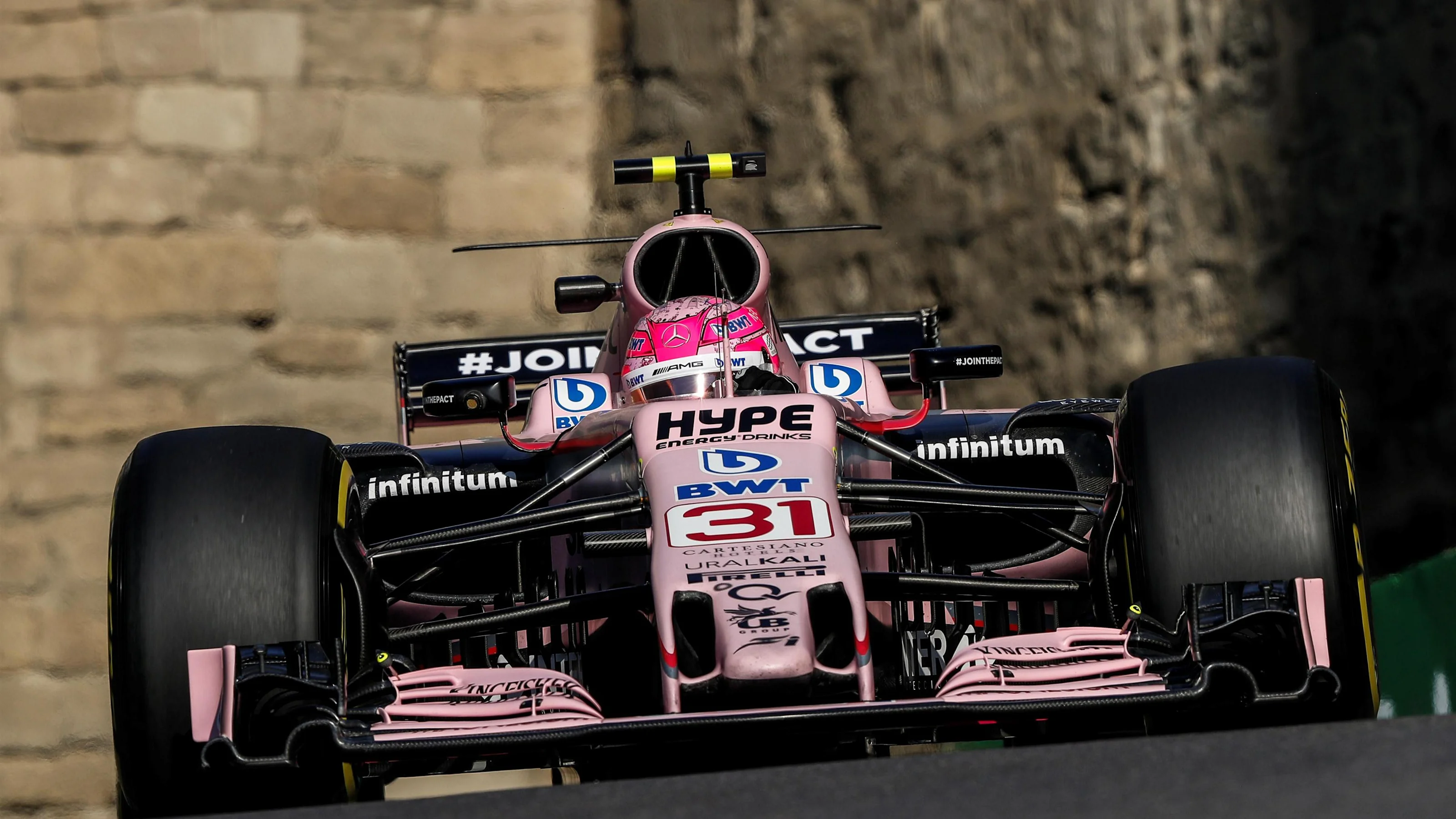 Esteban Ocon (FRA) Force India VJM10 at Formula One World Championship, Rd8, Azerbaijan Grand Prix,