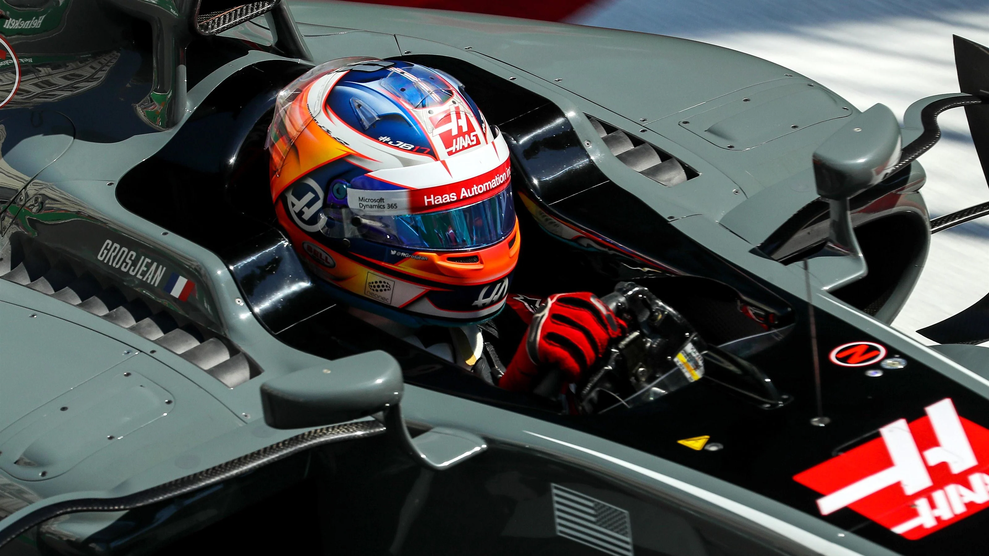 Romain Grosjean (FRA) Haas VF-17 at Formula One World Championship, Rd8, Azerbaijan Grand Prix,
