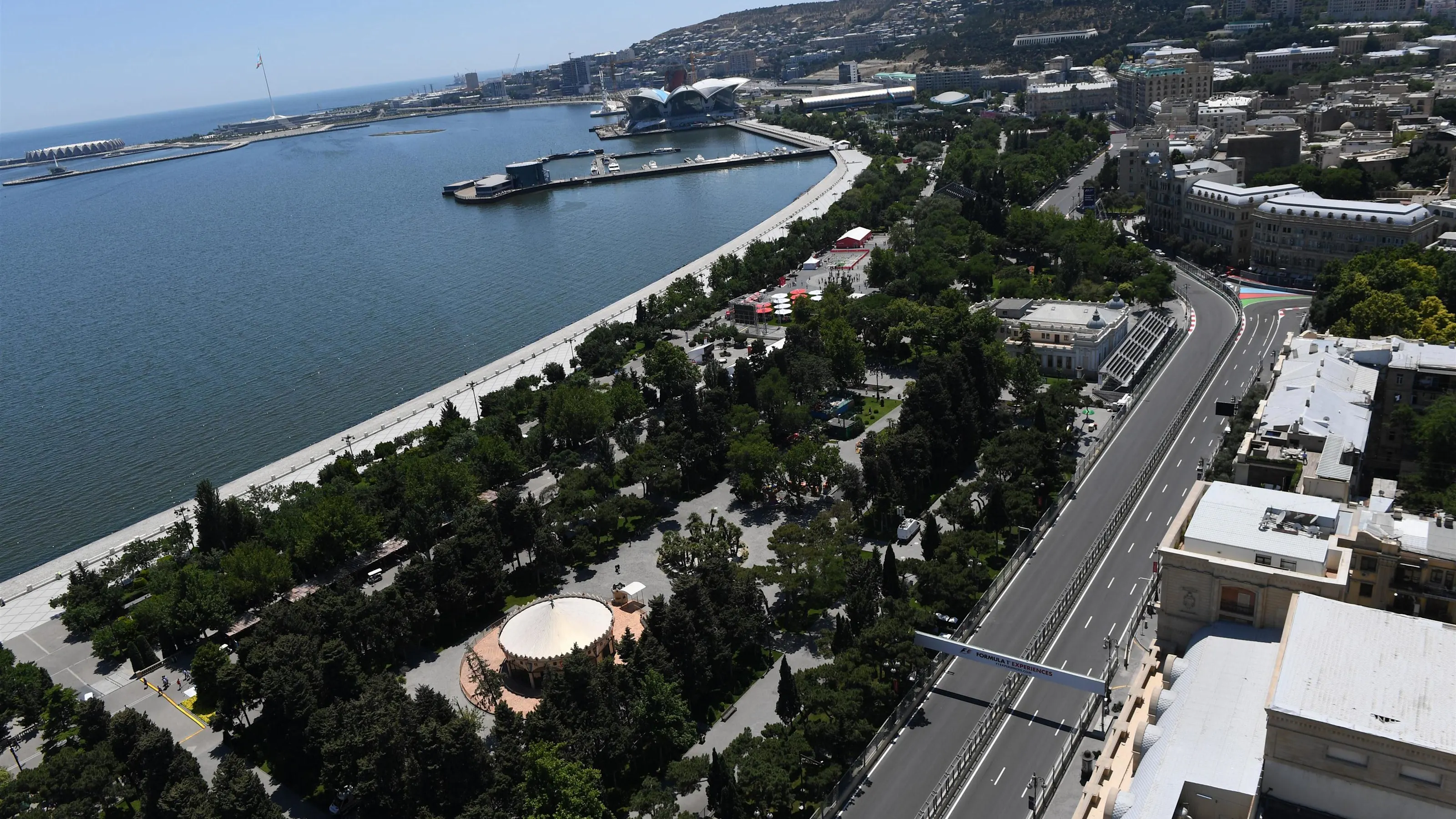 Aerial view at Formula One World Championship, Rd8, Azerbaijan Grand Prix, Qualifying, Baku City