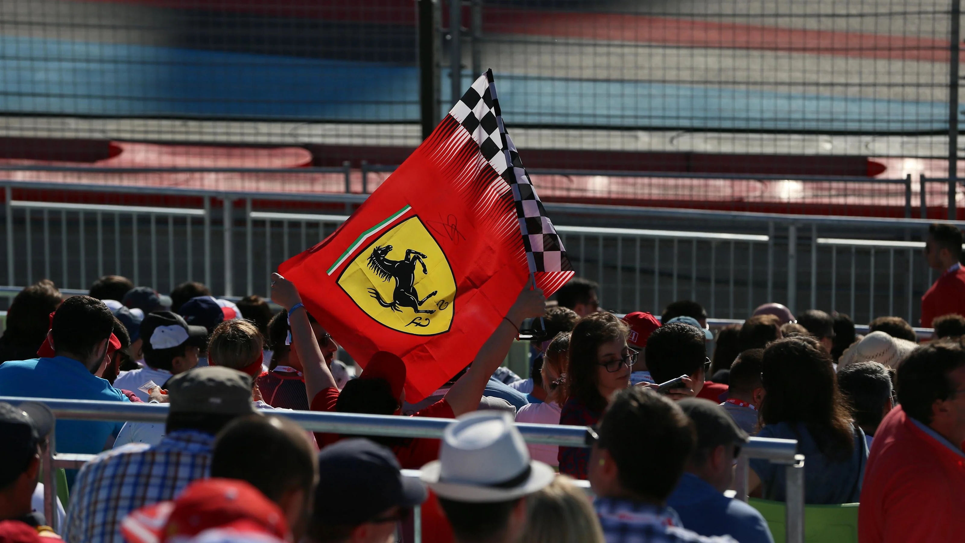 Fans and Ferrari flag at Formula One World Championship, Rd8, Azerbaijan Grand Prix, Qualifying,