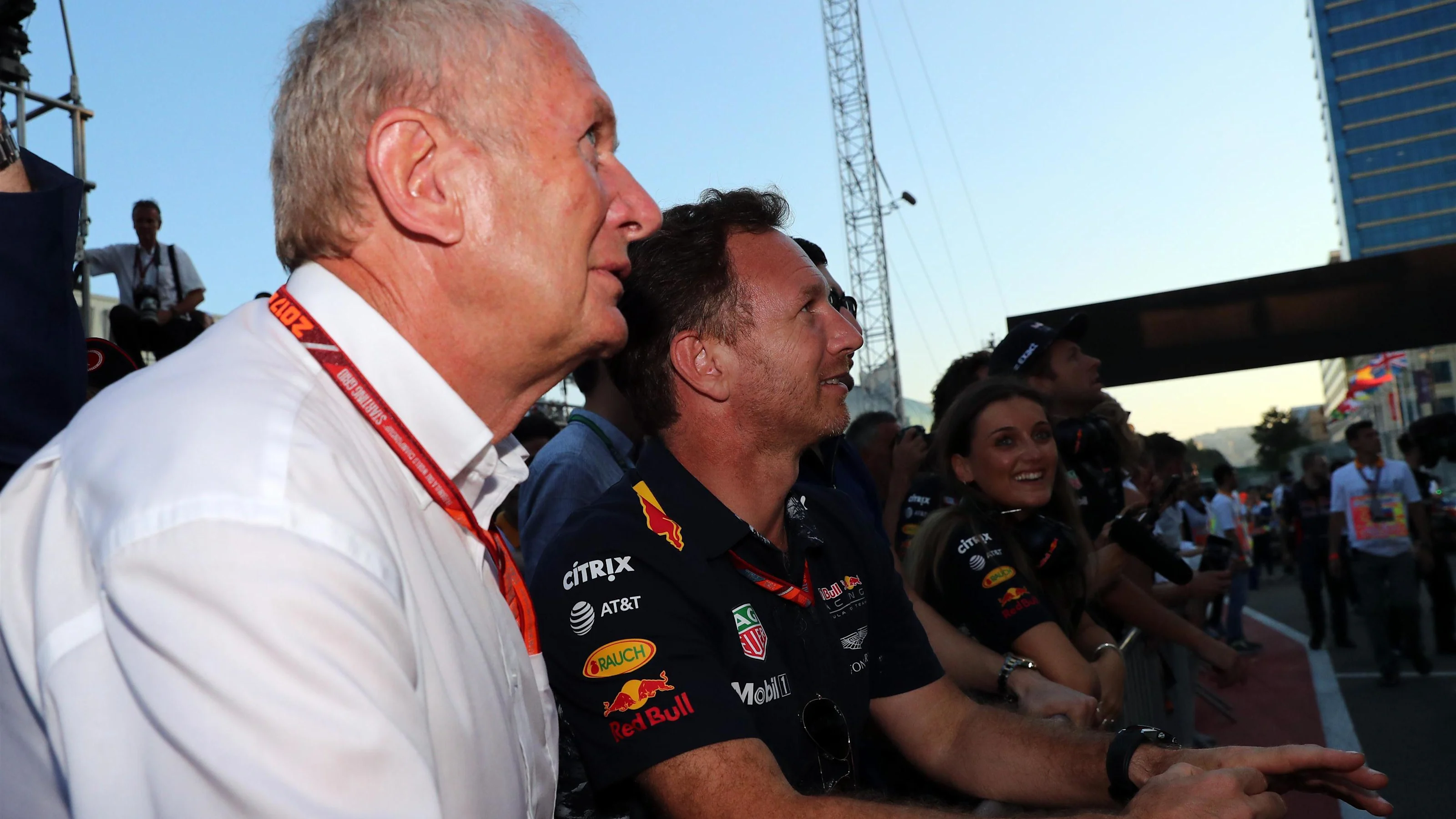 Dr Helmut Marko (AUT) Red Bull Motorsport Consultant and Christian Horner (GBR) Red Bull Racing