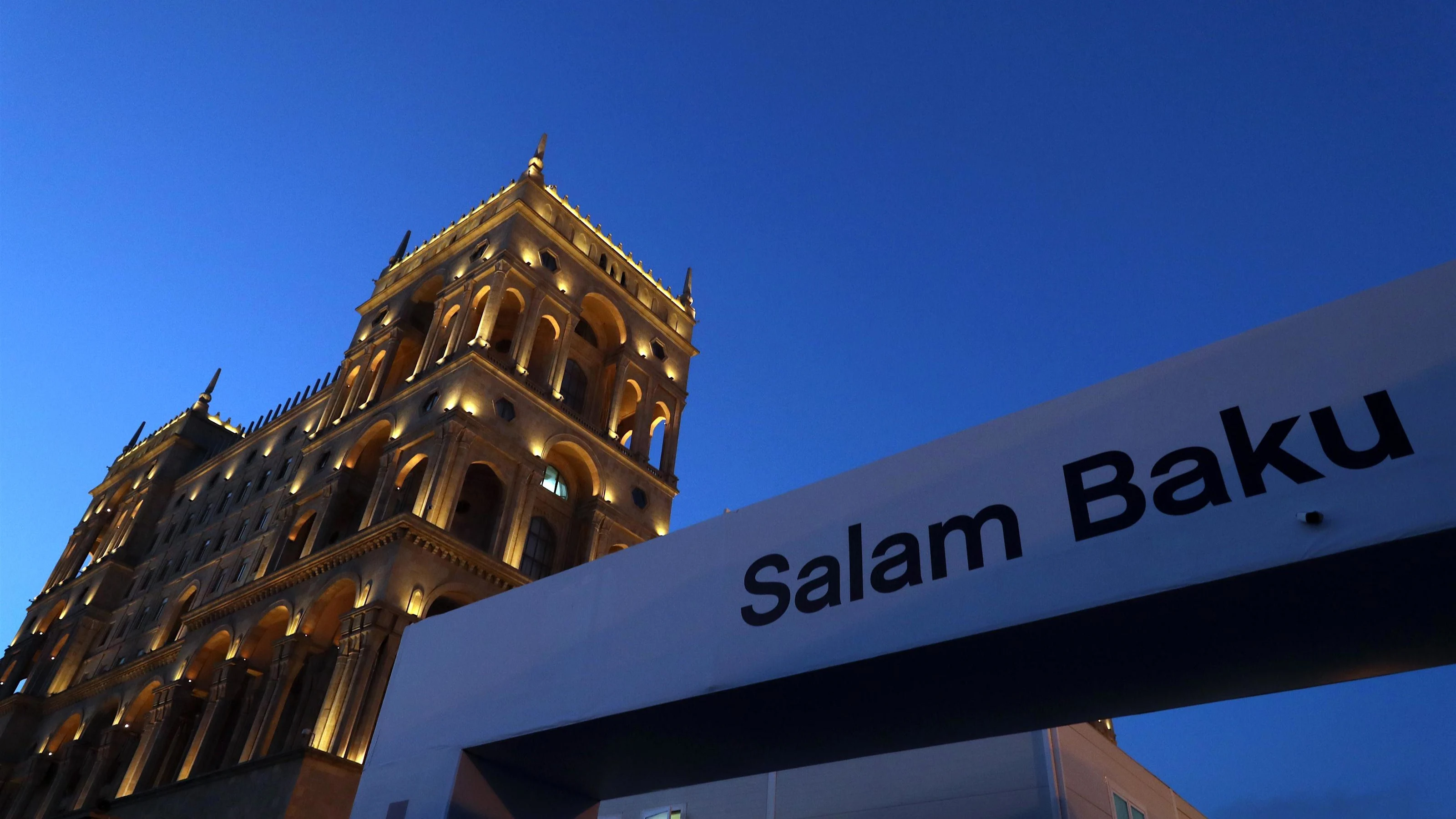 Salam Baku signage and atmosphere at Formula One World Championship, Rd8, Azerbaijan Grand Prix,
