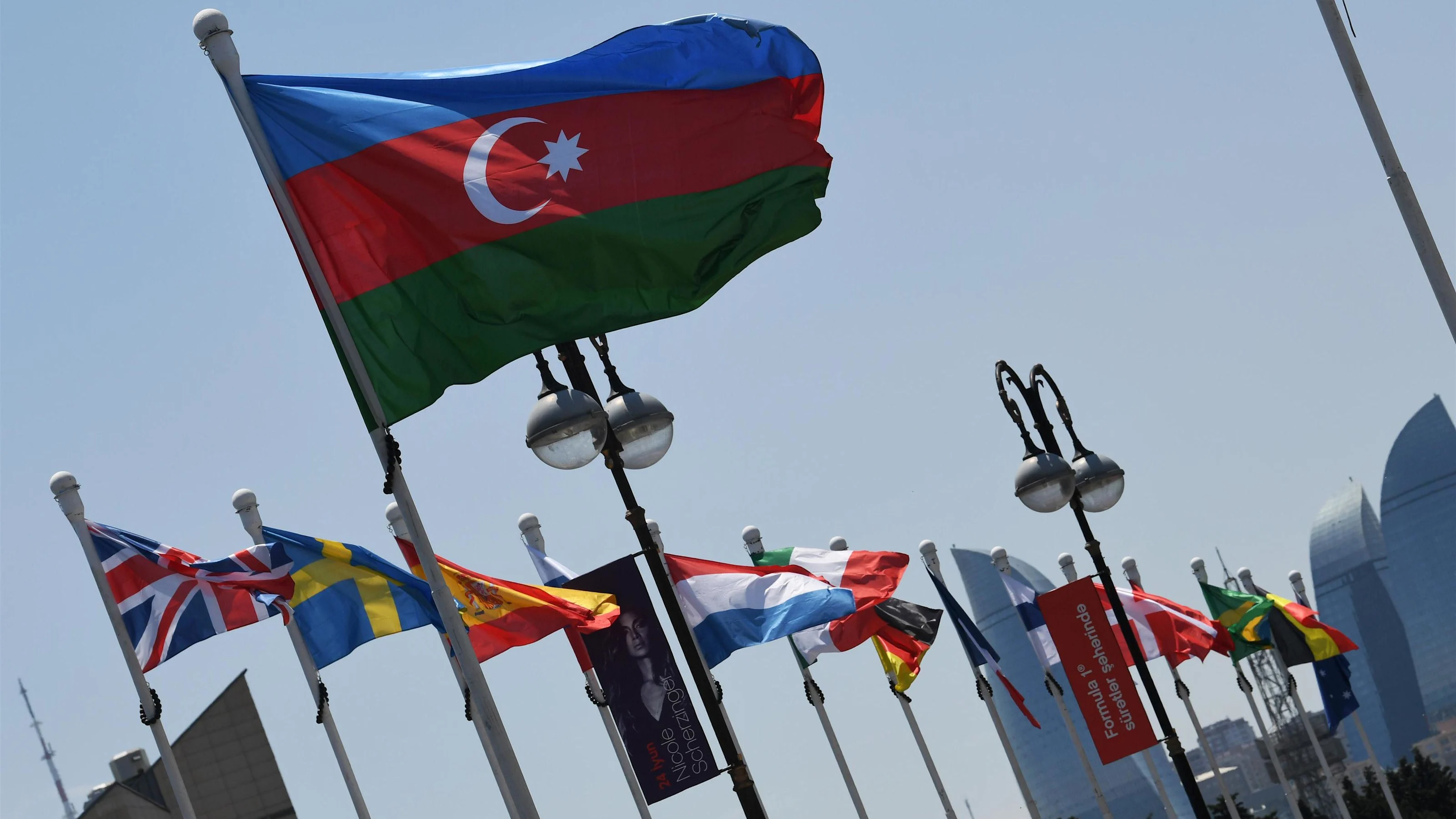 Flags at Formula One World Championship, Rd8, Azerbaijan Grand Prix, Race, Baku City Circuit, Baku,