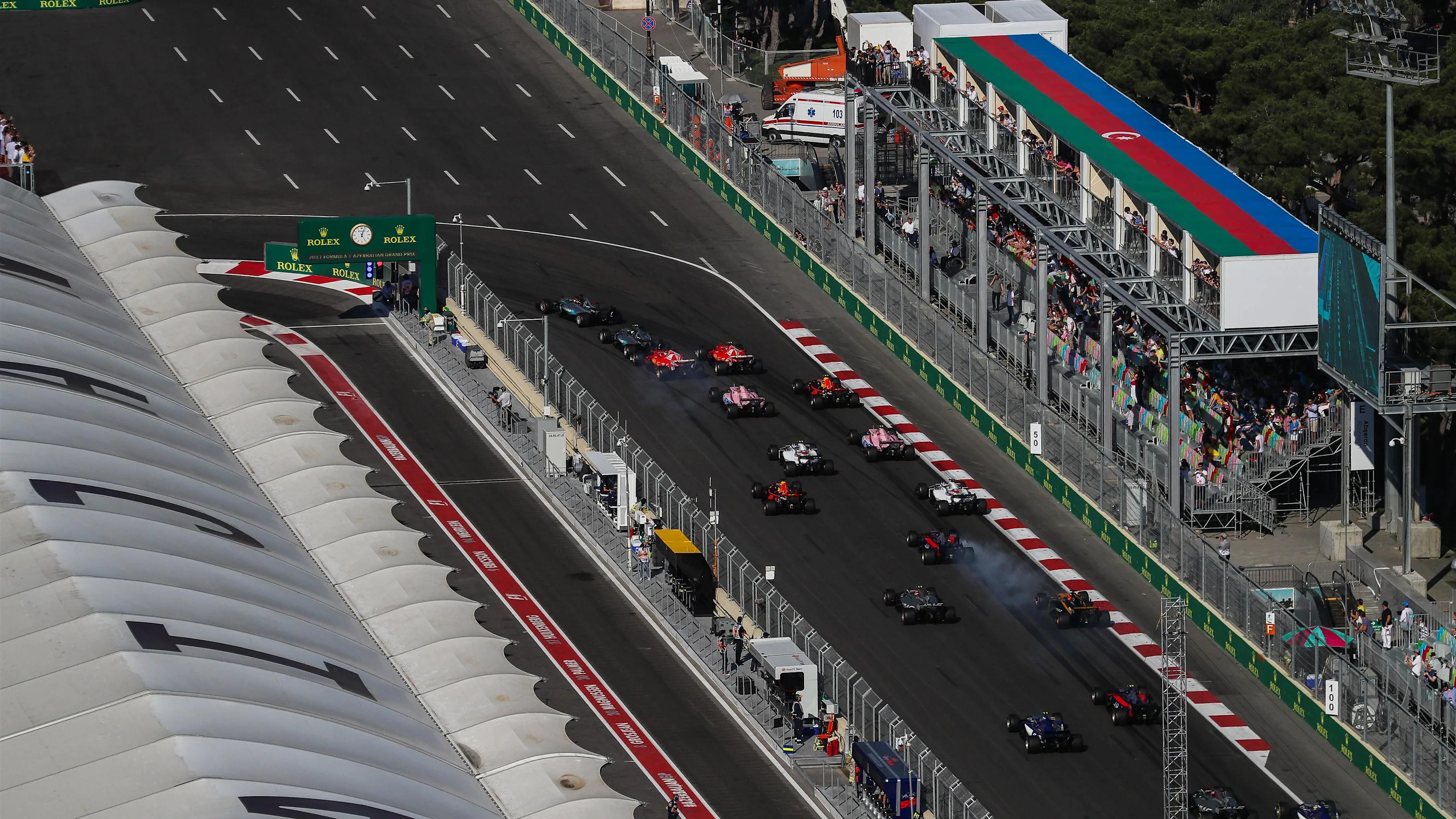 The start of the race at Formula One World Championship, Rd8, Azerbaijan Grand Prix, Race, Baku