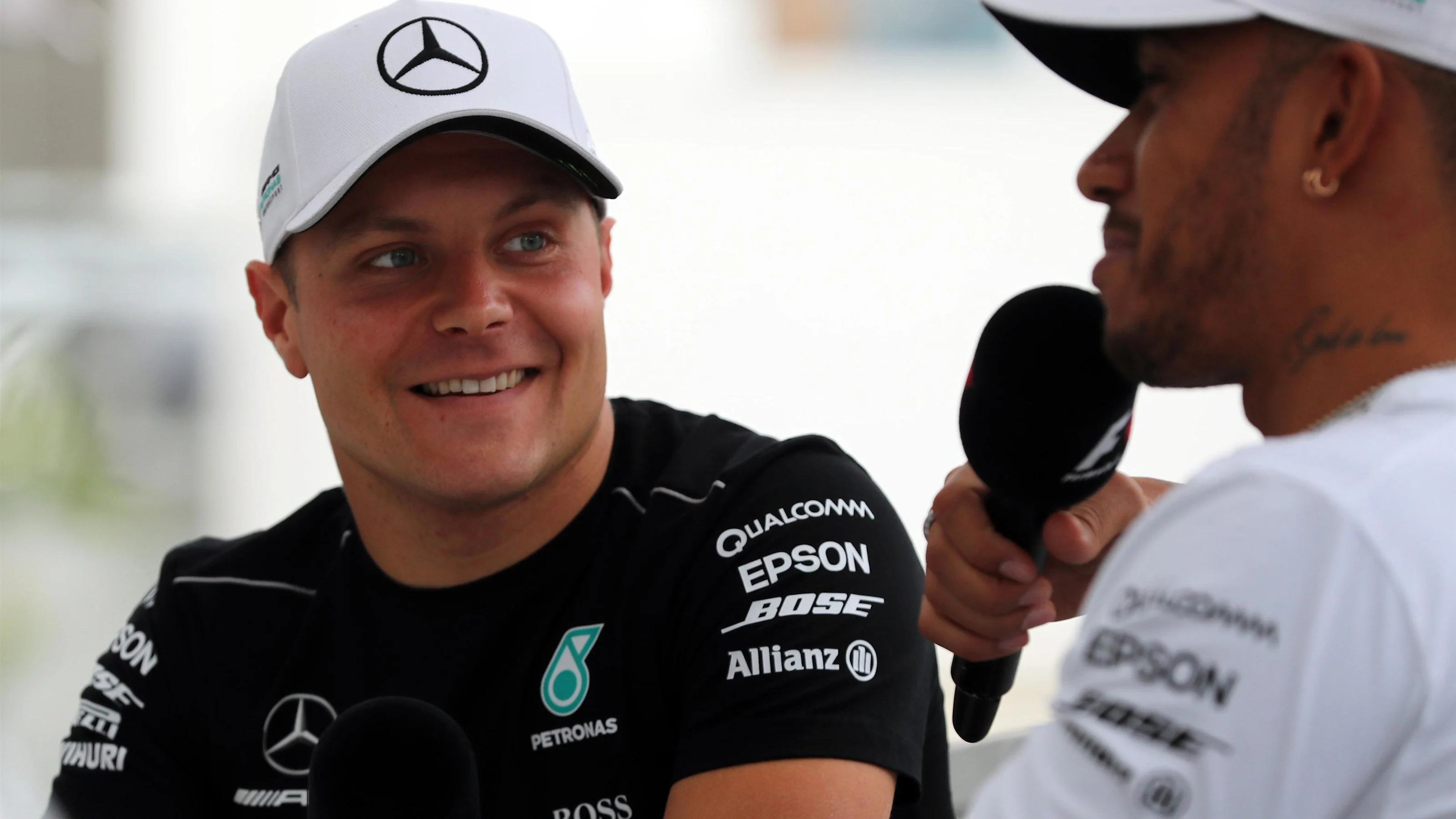 Valtteri Bottas (FIN) Mercedes AMG F1 and Lewis Hamilton (GBR) Mercedes AMG F1 at Formula One World