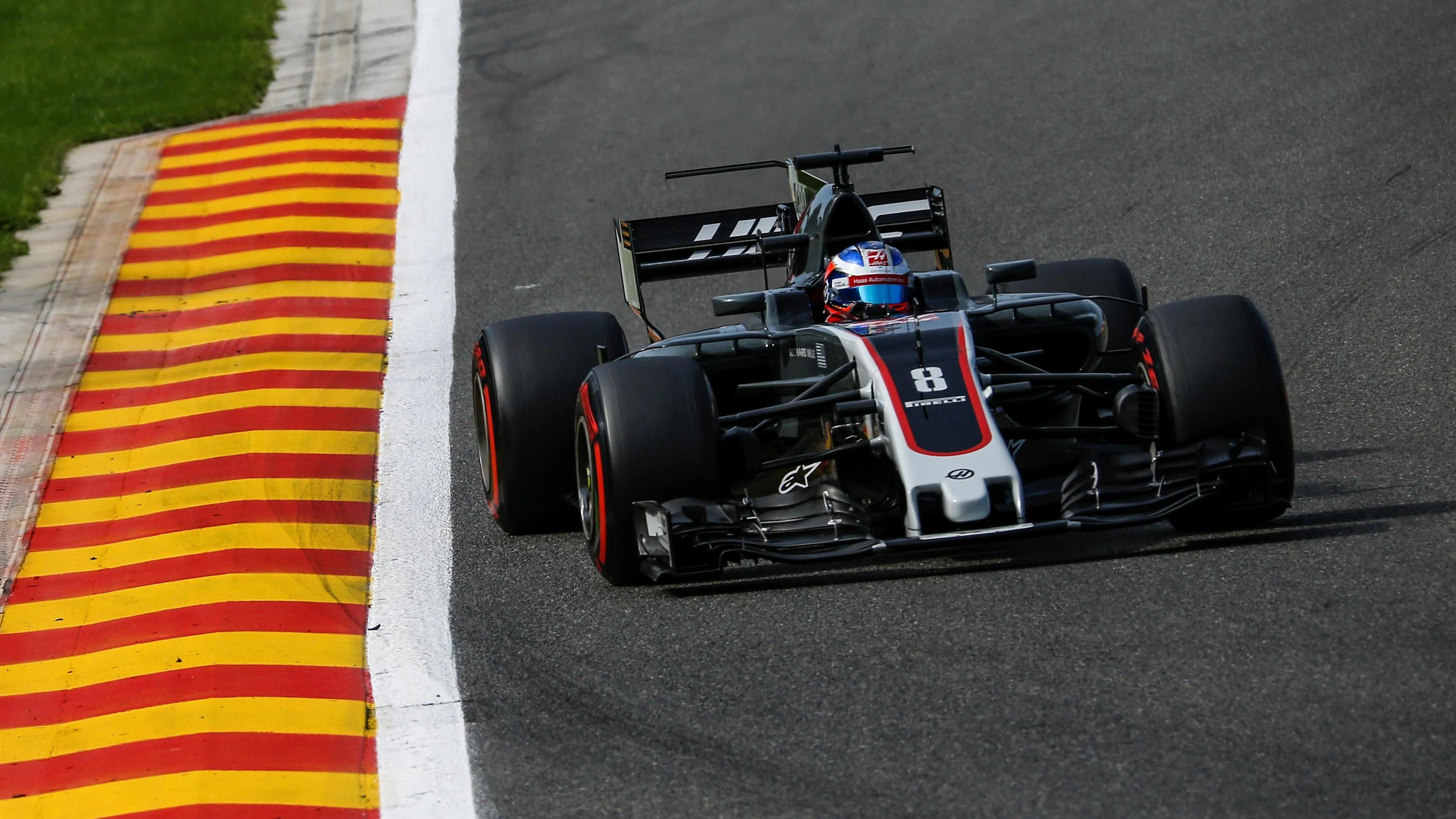 Romain Grosjean (FRA) Haas VF-17 at Formula One World Championship, Rd12, Belgian Grand Prix,