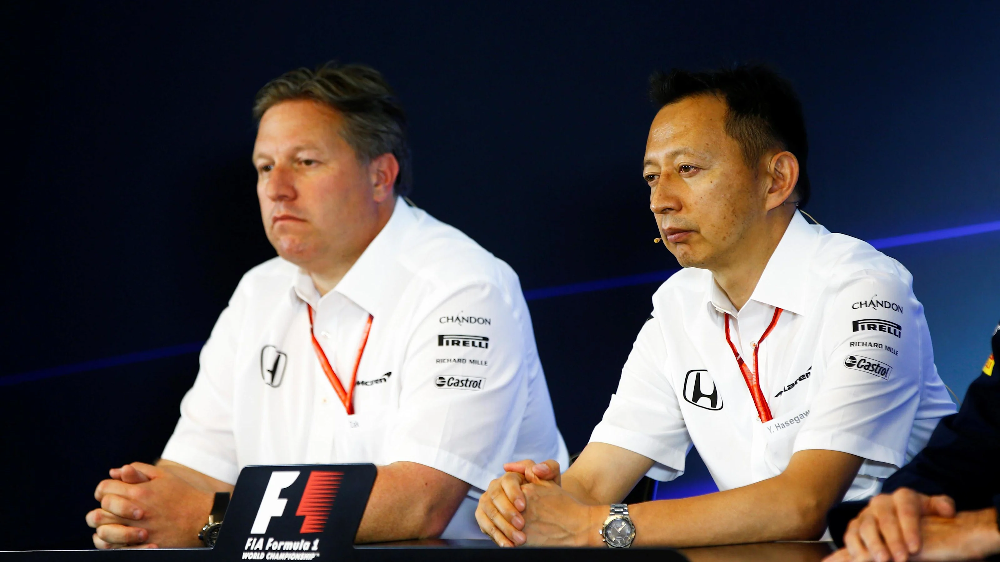 Zak Brown (USA) McLaren Executive Director and Yusuke Hasegawa (JPN) Head of Honda Motorsport in