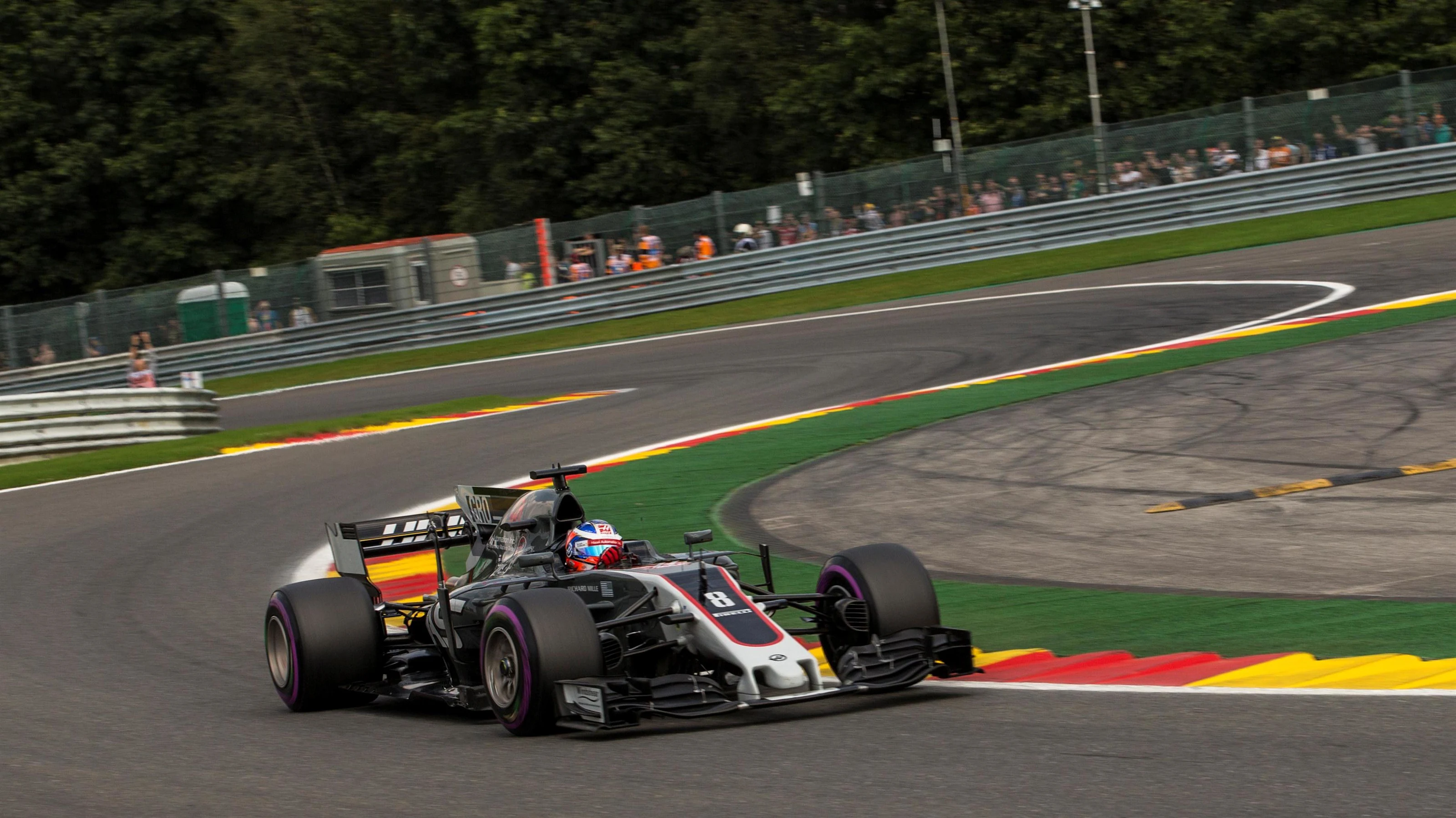 Romain Grosjean (FRA) Haas VF-17 at Formula One World Championship, Rd12, Belgian Grand Prix,