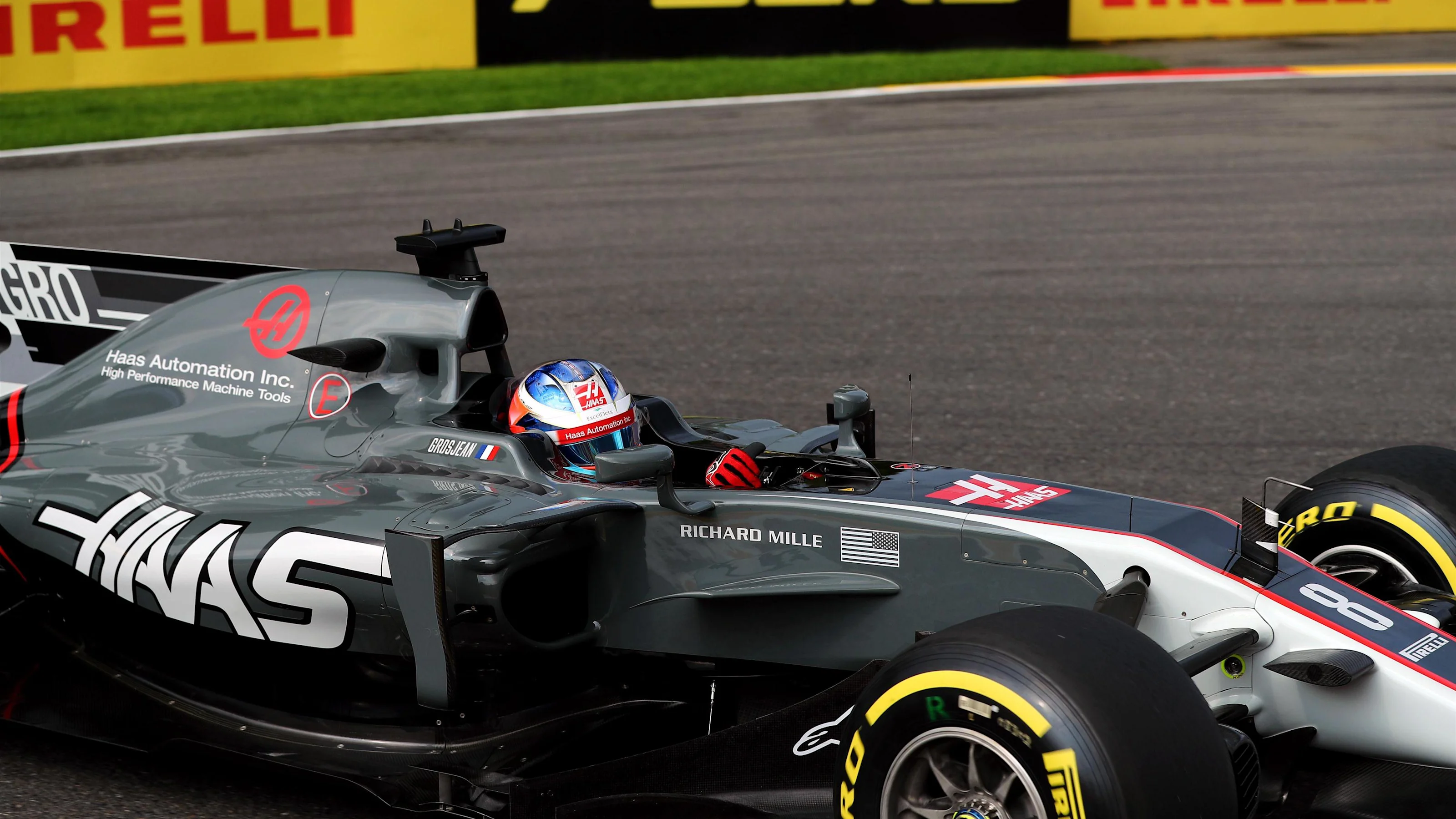 Romain Grosjean (FRA) Haas VF-17 at Formula One World Championship, Rd12, Belgian Grand Prix,