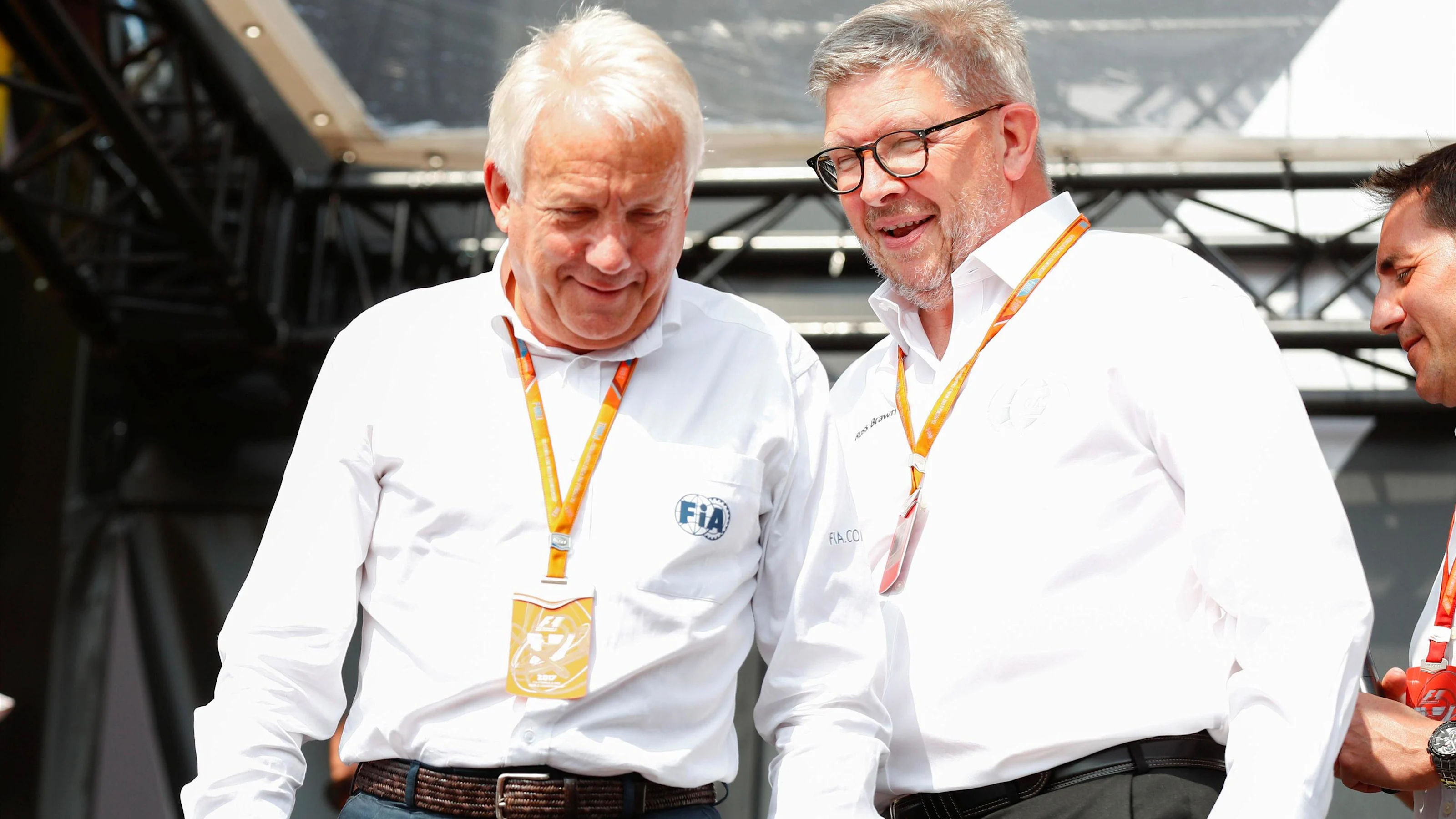 Charlie Whiting (GBR) FIA Delegate and Ross Brawn (GBR) Formula One Managing Director of
