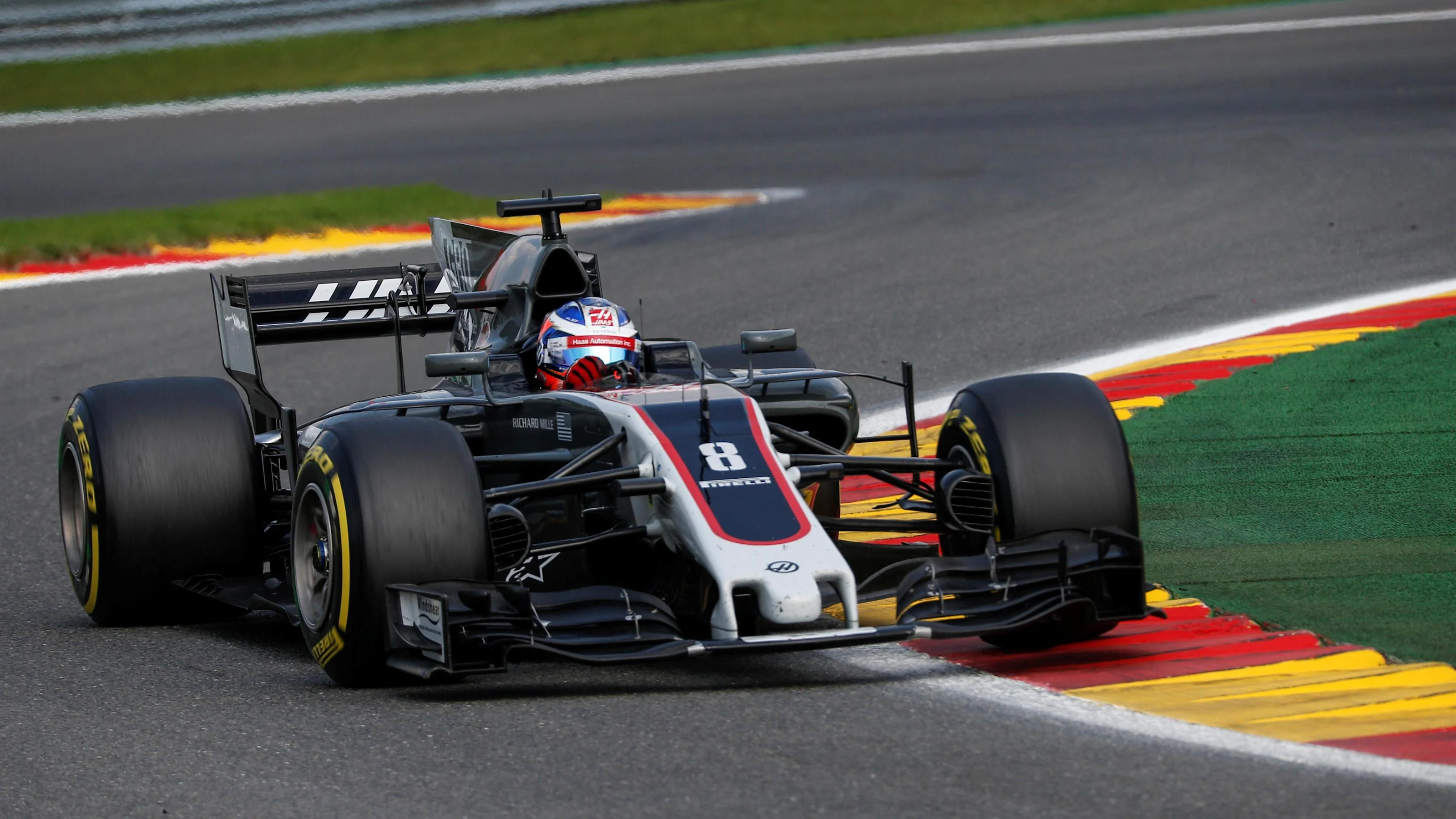 Romain Grosjean (FRA) Haas VF-17 at Formula One World Championship, Rd12, Belgian Grand Prix, Race,