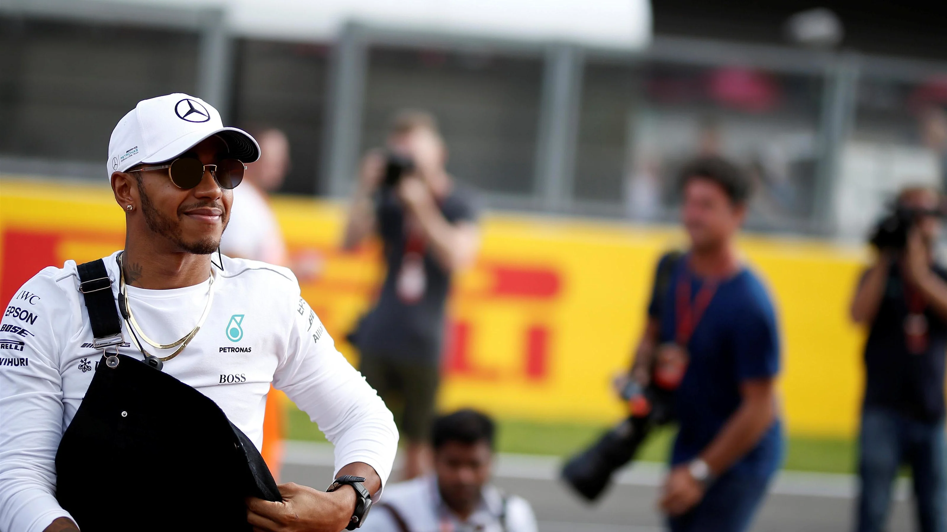 Lewis Hamilton (GBR) Mercedes AMG F1 on the drivers parade at Formula One World Championship, Rd12,