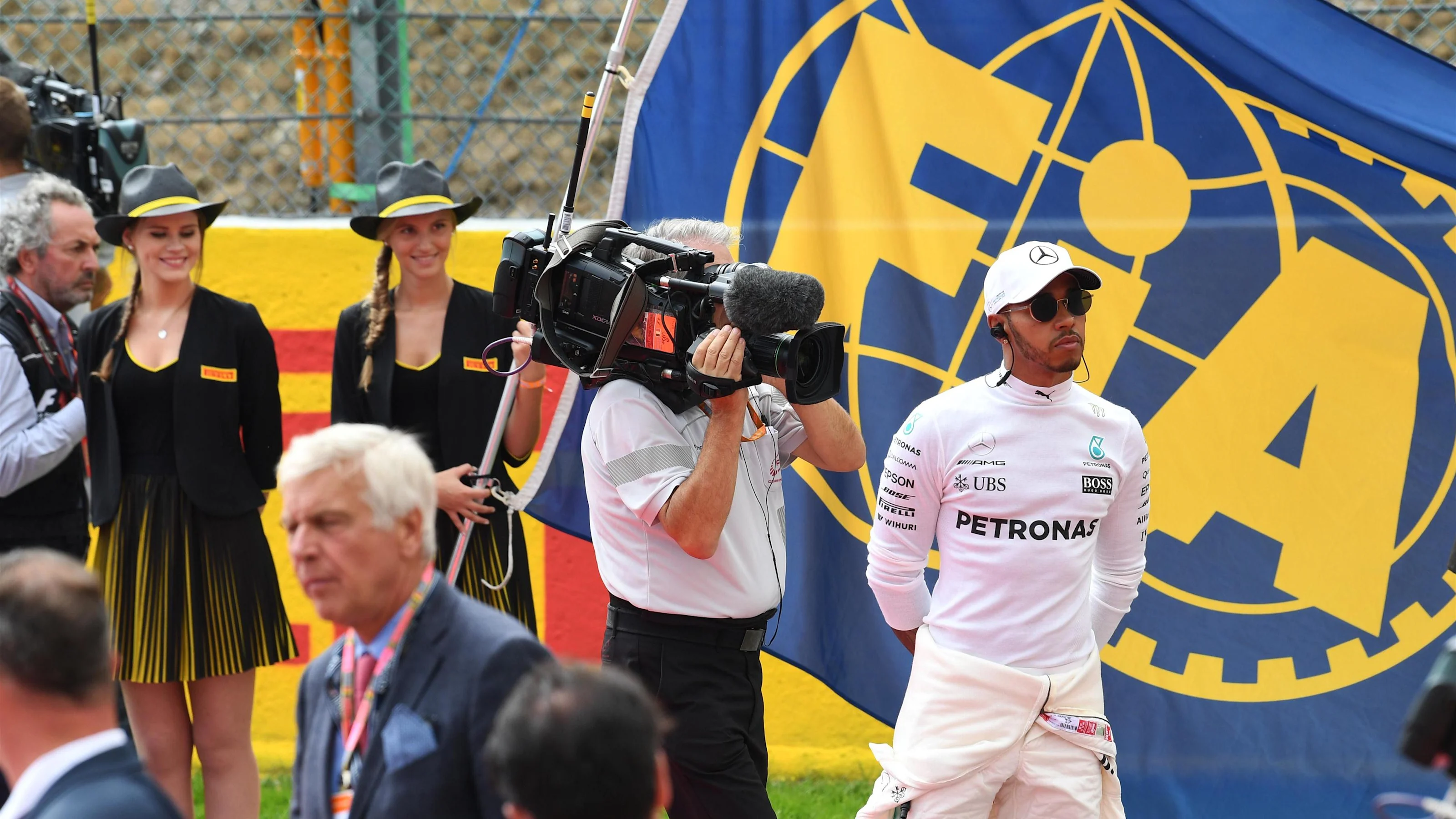 Lewis Hamilton (GBR) Mercedes AMG F1 on the grid at Formula One World Championship, Rd12, Belgian