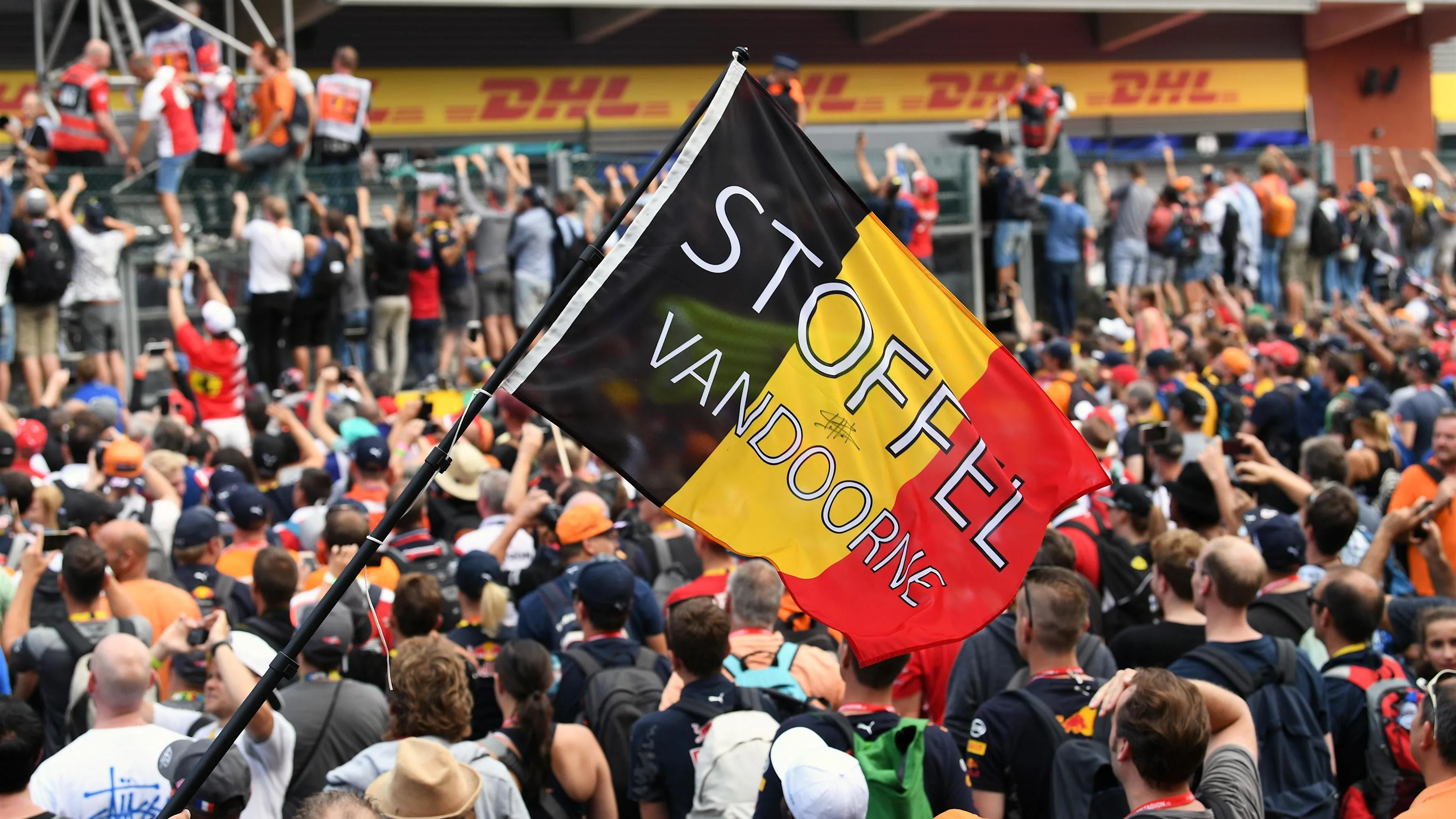 Stoffel Vandoorne (BEL) McLaren fans and flag at Formula One World Championship, Rd12, Belgian