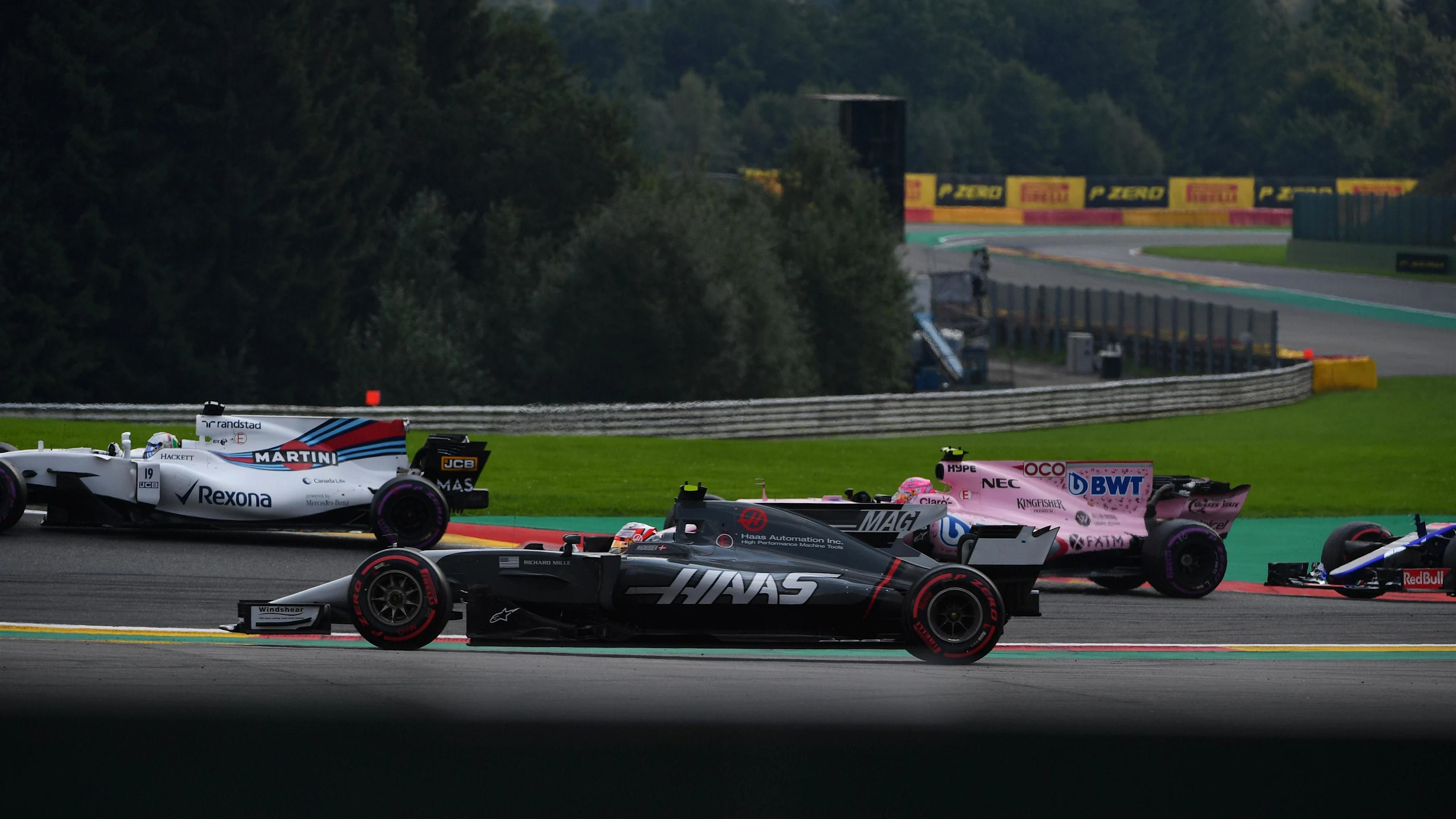Kevin Magnussen (DEN) Haas VF-17 runs wide at Formula One World Championship, Rd12, Belgian Grand