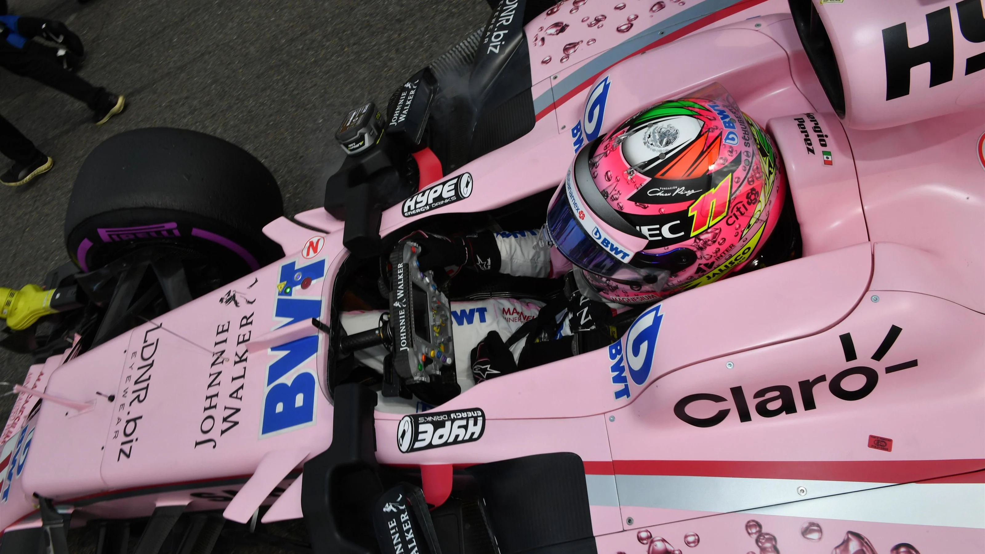 Esteban Ocon (FRA) Force India VJM10 on the grid at Formula One World Championship, Rd12, Belgian
