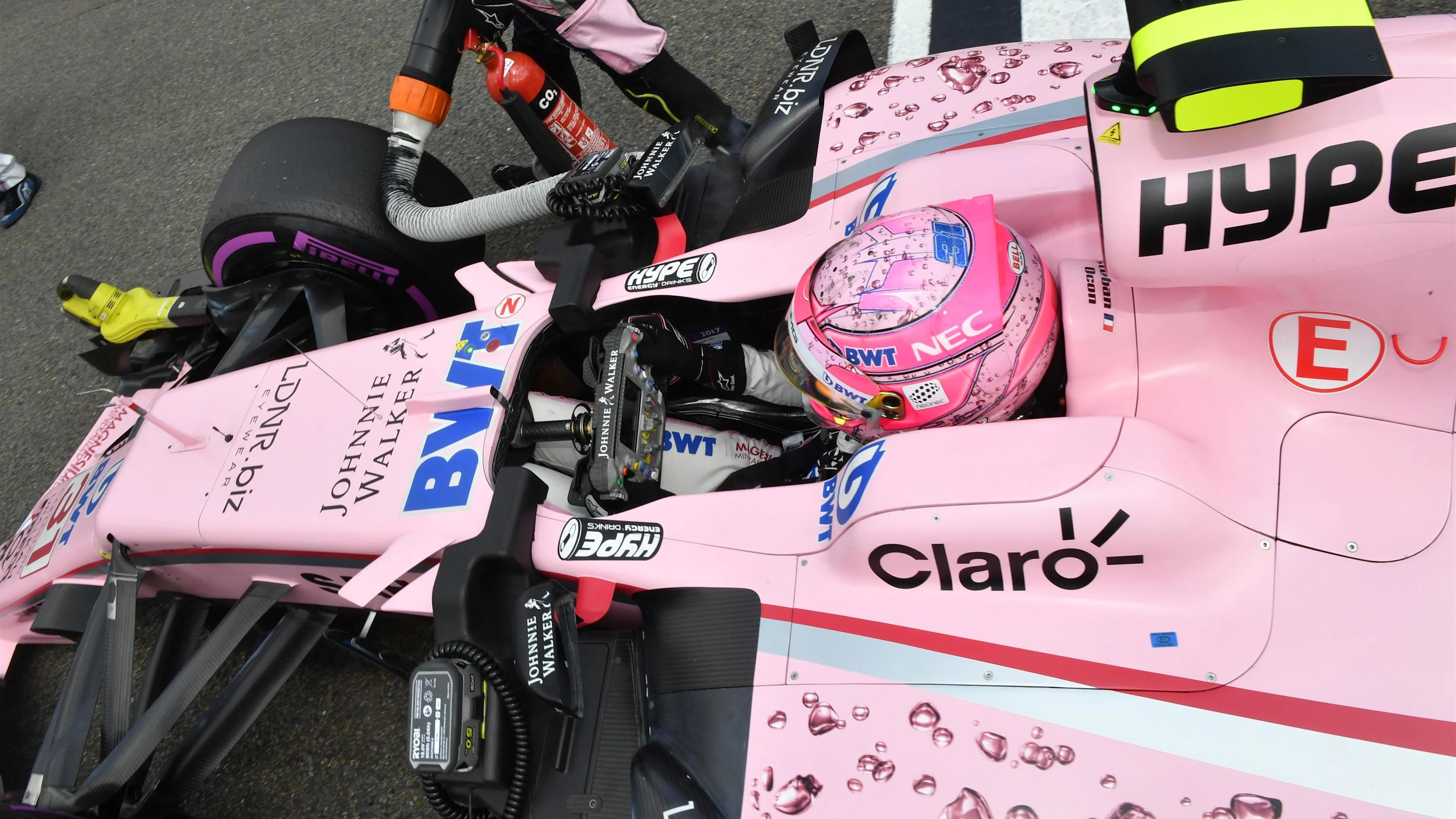 Sergio Perez (MEX) Force India VJM10 on the grid at Formula One World Championship, Rd12, Belgian
