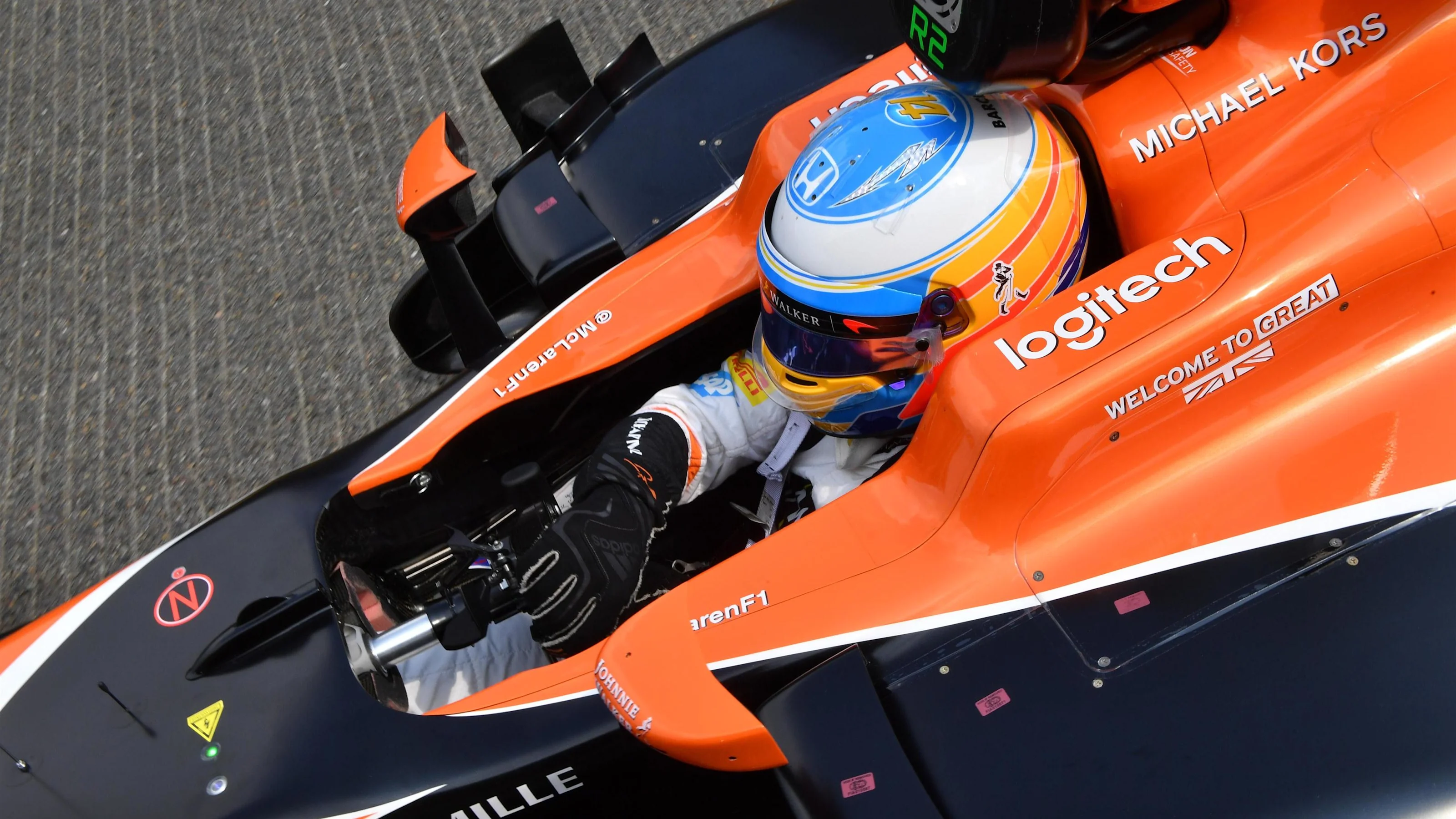 Fernando Alonso (ESP) McLaren MCL32 on the grid at Formula One World Championship, Rd12, Belgian