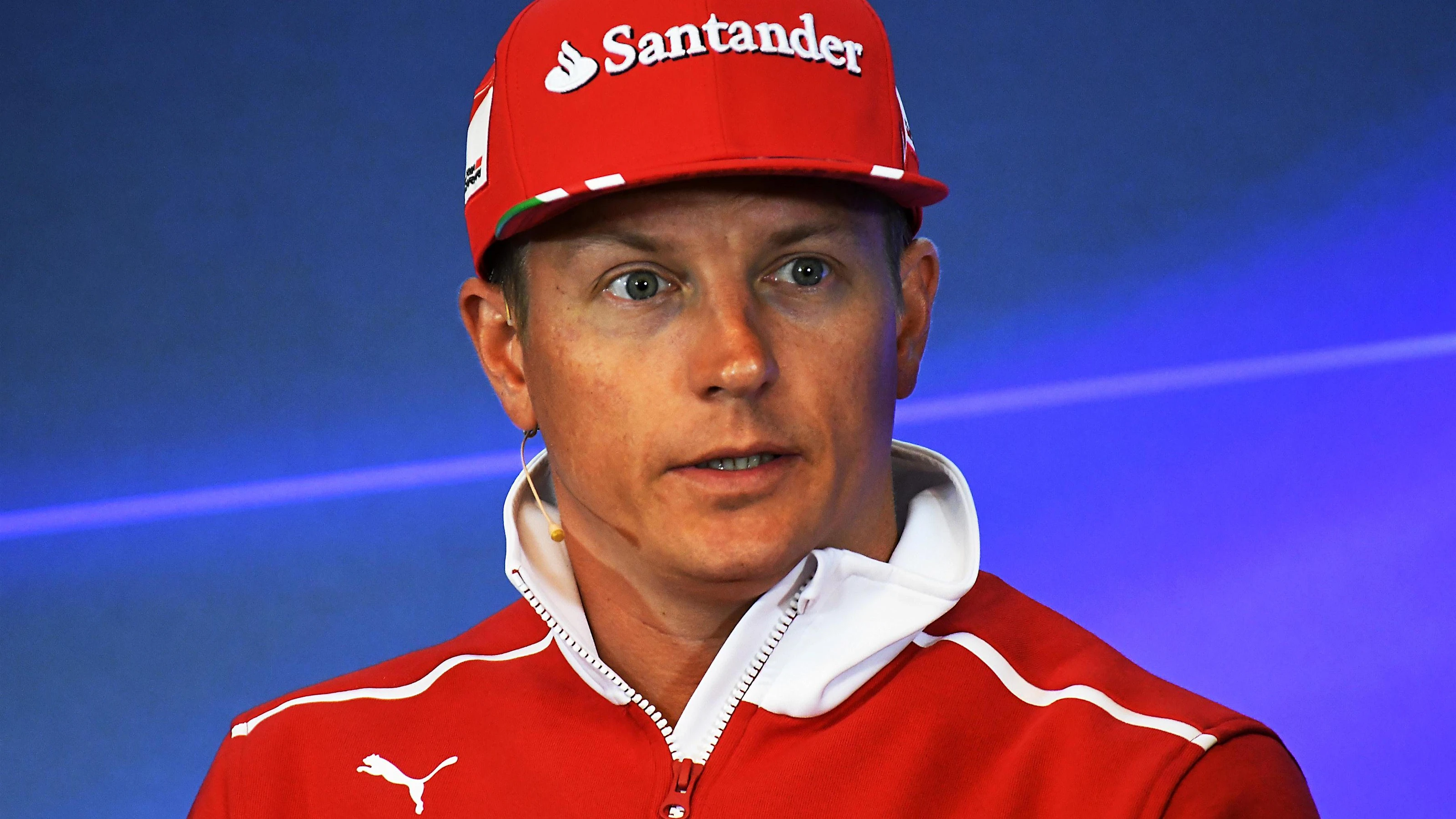 Kimi Raikkonen (FIN) Ferrari in the Press Conference at Formula One World Championship, Rd12,