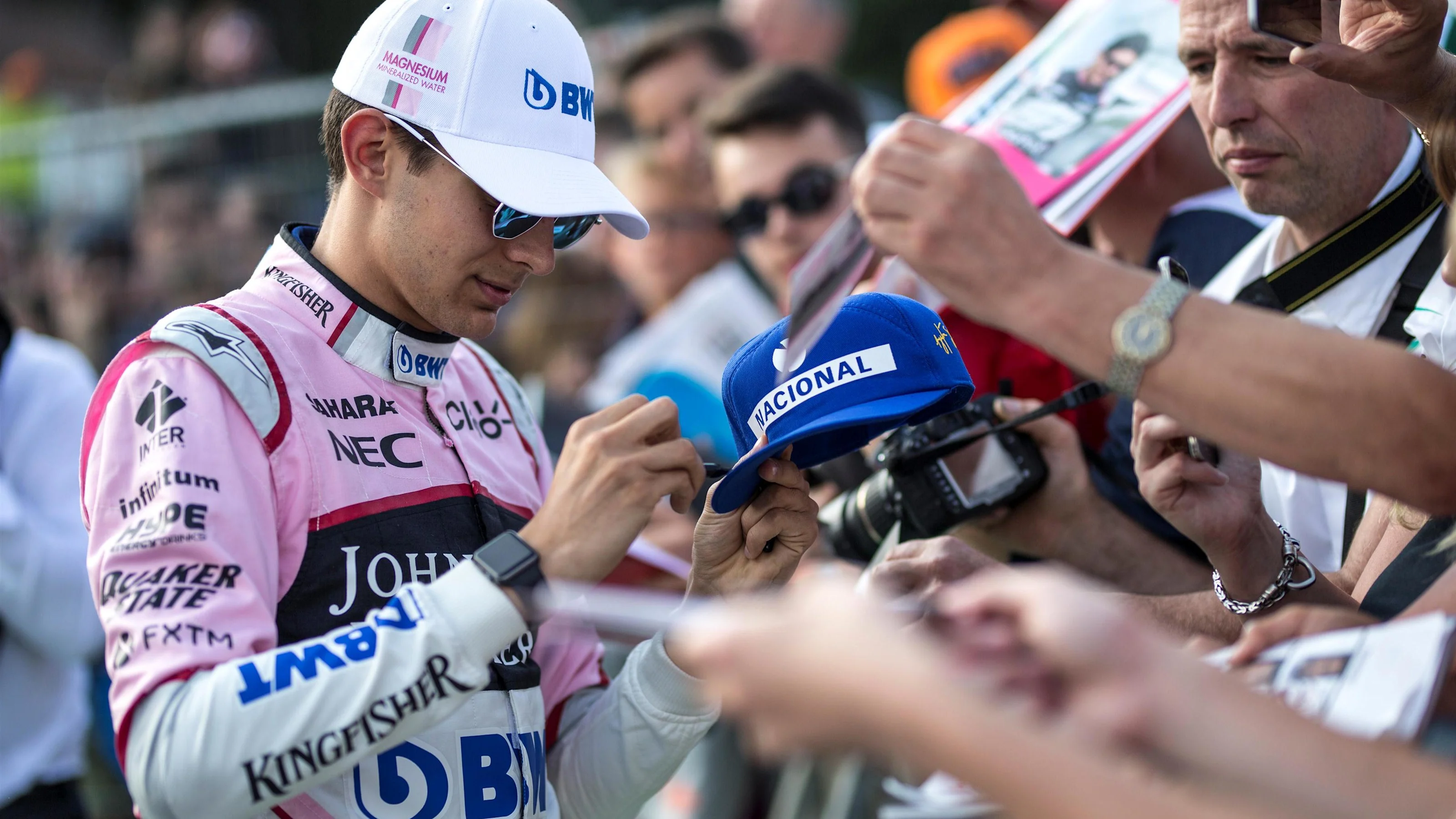 Esteban Ocon (FRA) Force India F1 signs autographs for the fans at Formula One World Championship,