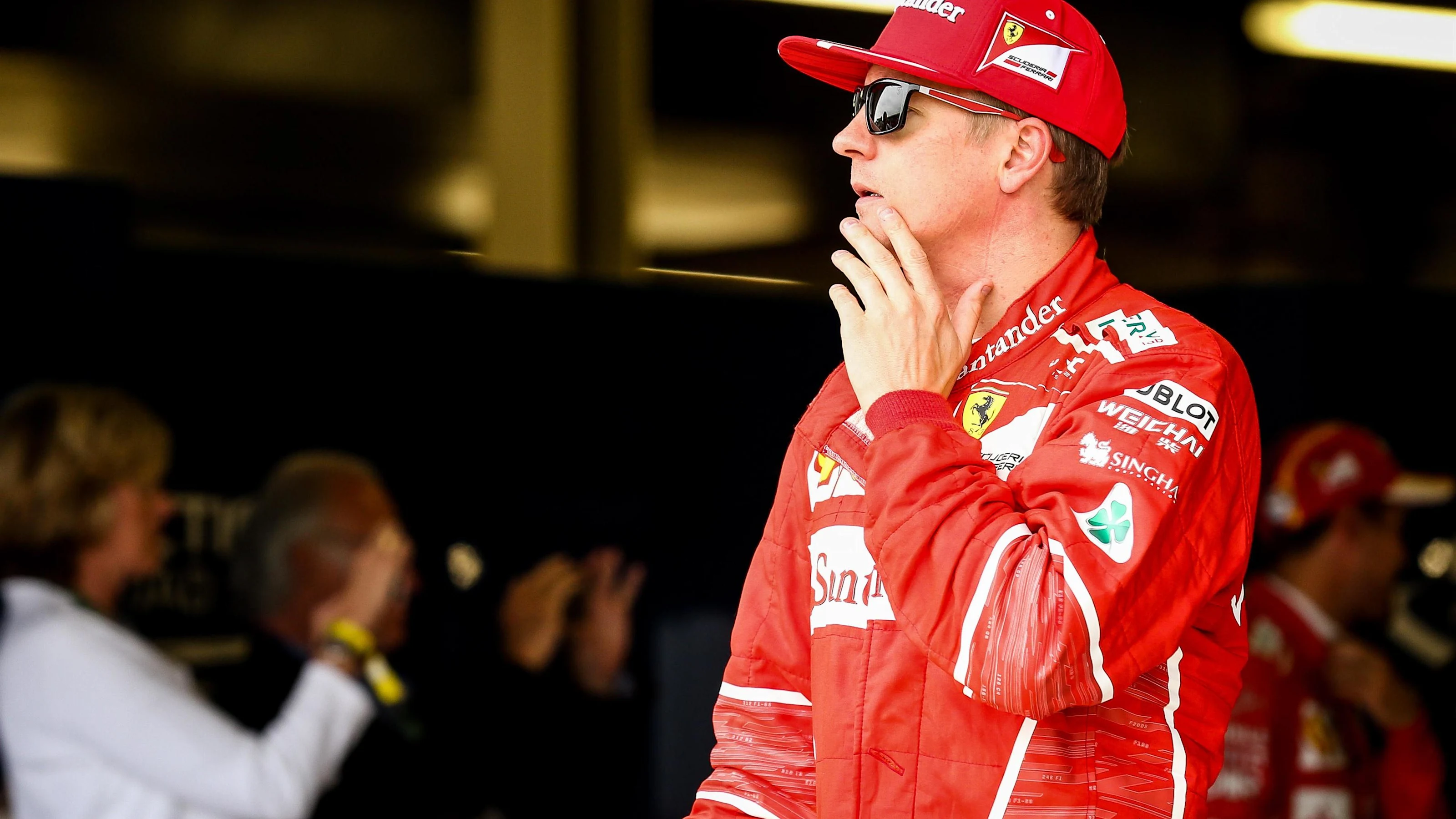 Kimi Raikkonen (FIN) Ferrari celebrates in parc ferme at Formula One World Championship, Rd10,