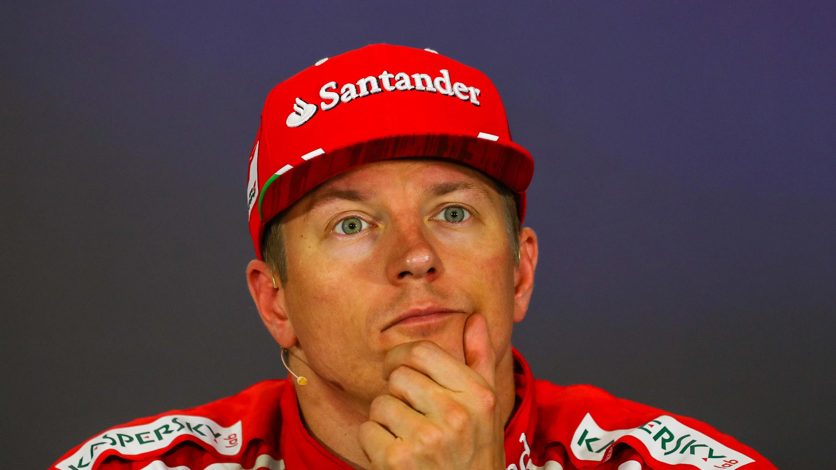 Kimi Raikkonen (FIN) Ferrari in the Press Conference at Formula One World Championship, Rd10,