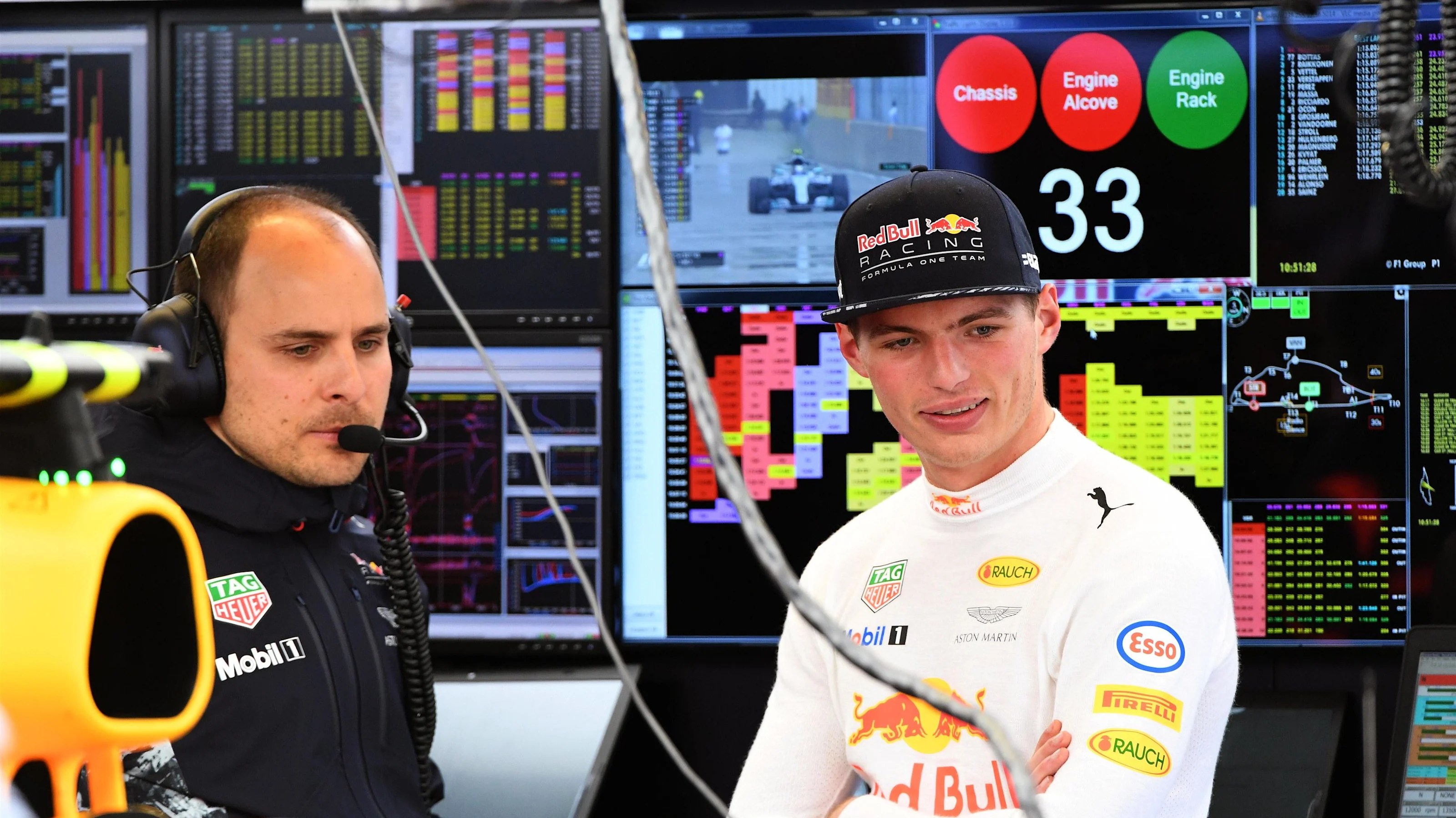Max Verstappen (NED) Red Bull Racing and Gianpiero Lambiase (ITA) Red Bull Racing Race Engineer at