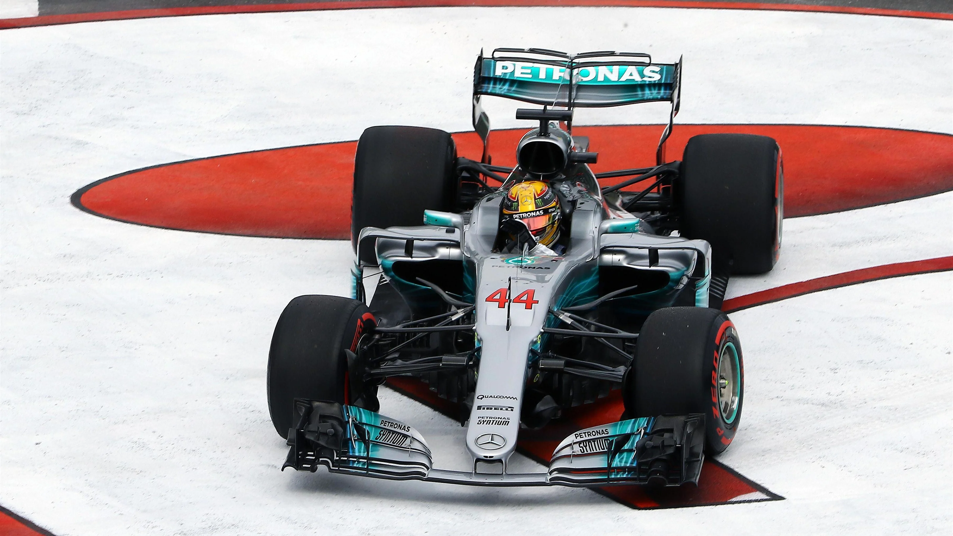Lewis Hamilton (GBR) Mercedes-Benz F1 W08 Hybrid runs wide at Formula One World Championship, Rd7,