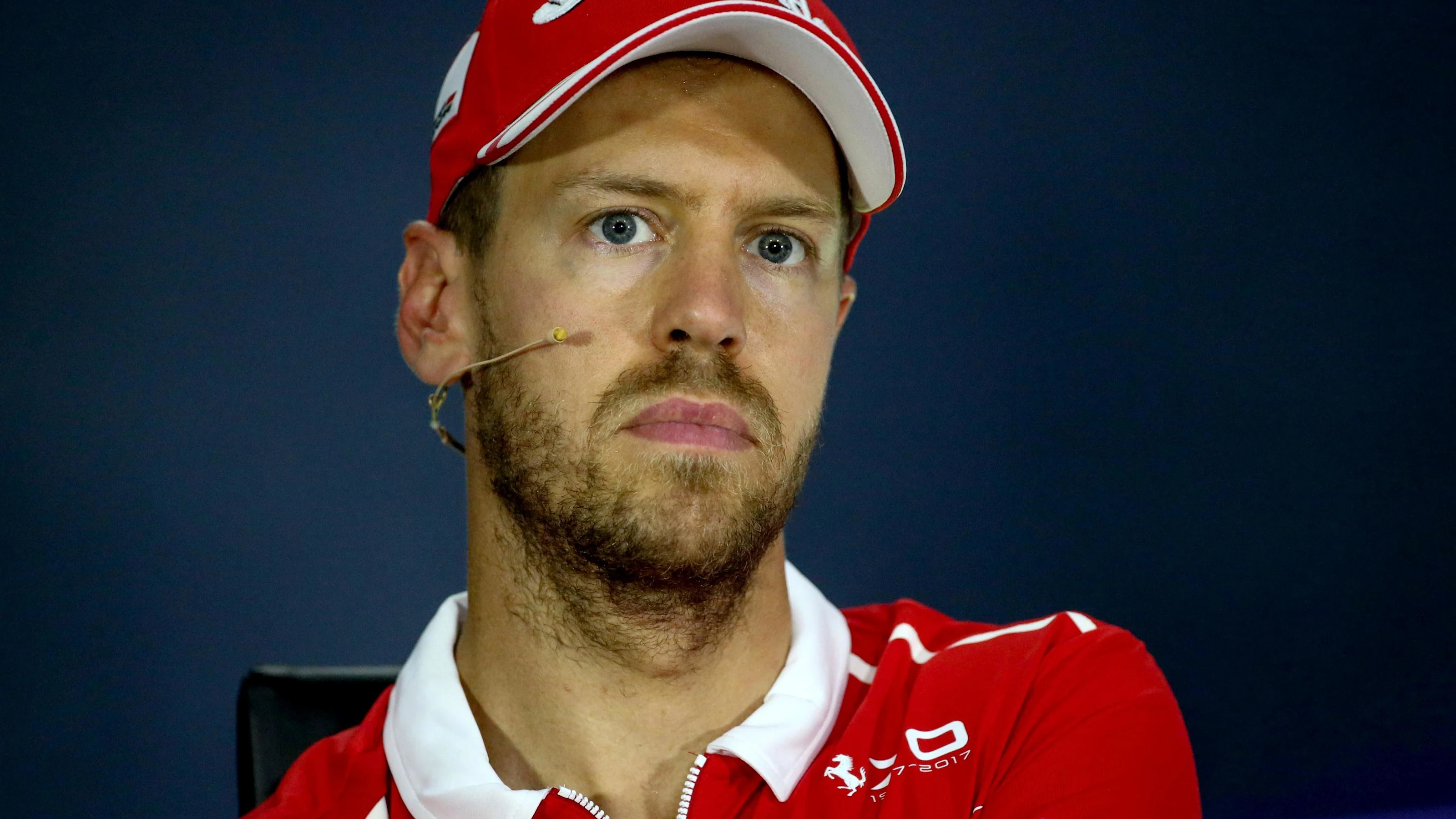 Sebastian Vettel (GER) Ferrari in the Press Conference at Formula One World Championship, Rd7,