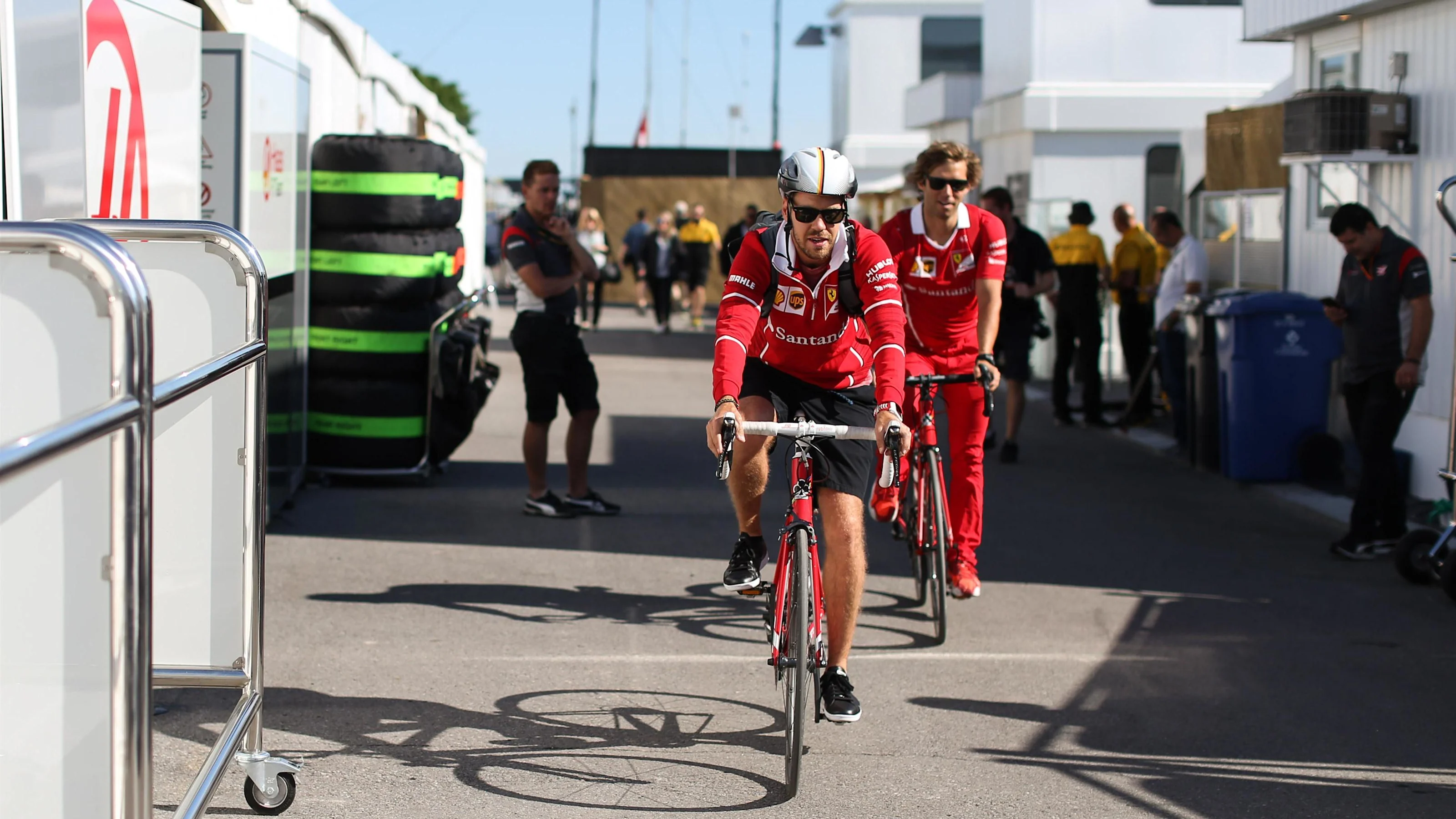 Sebastian Vettel (GER) Ferrari on a bike at Formula One World Championship, Rd7, Canadian Grand