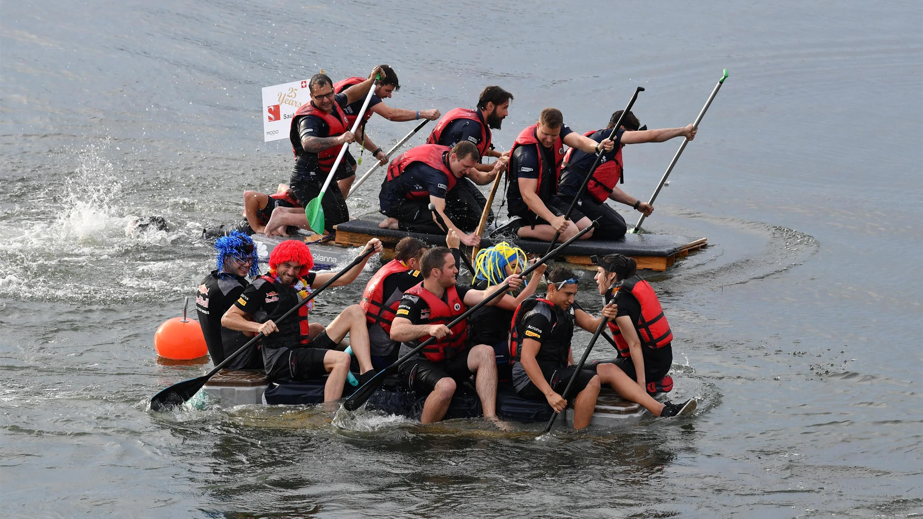 Red Bull Racing and Sauber at the raft race at Formula One World Championship, Rd7, Canadian Grand